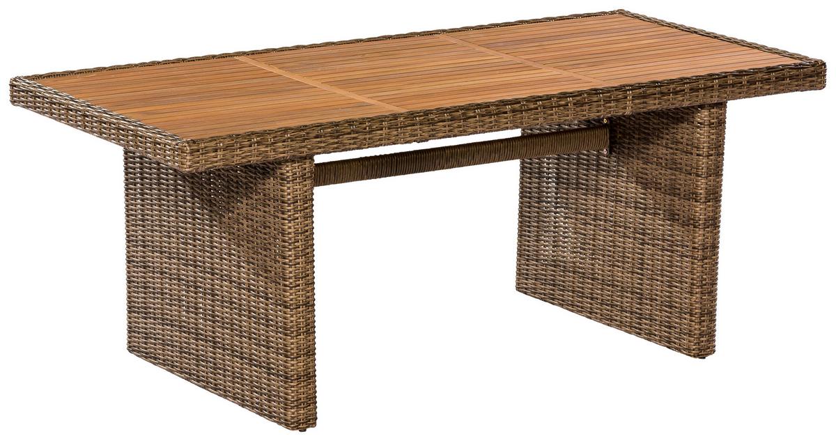 Gartentisch Toskana Holz/ Metall/Kunststoff L: 185 cm - Naturfarben/Akaziefarben, KONVENTIONELL, Holz/Kunststoff (185/90/75cm) - Gardenson