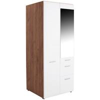 Ruhásszekrény 2 Ajtó 1 Tükör Avensis New - tölgyfa színű/alumíniumszínű, Konventionell, műanyag/faalapú anyag (90/205,7/60cm) - Luca Bessoni