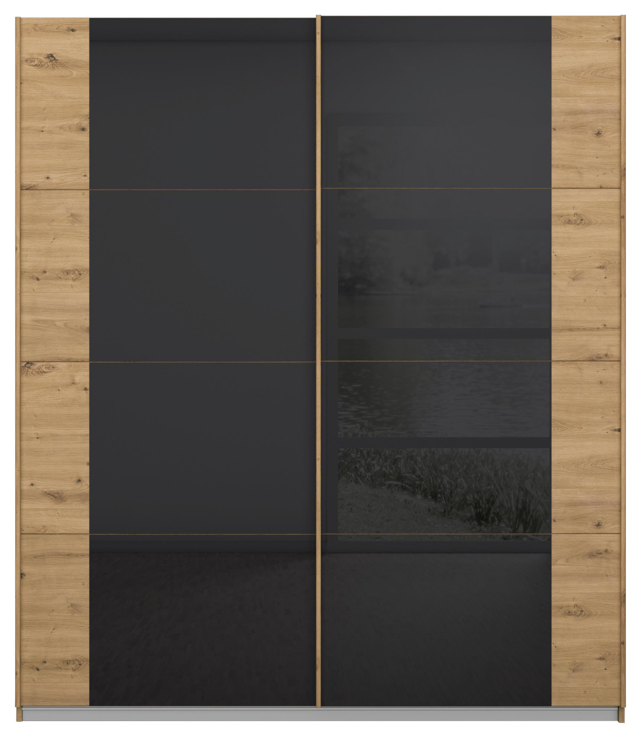 DULAP USI CULISANTE ARTEMIS - stejar Artisan/antracit, Modern, sticlă/material pe bază de lemn (181/210/62cm) - Modern Living