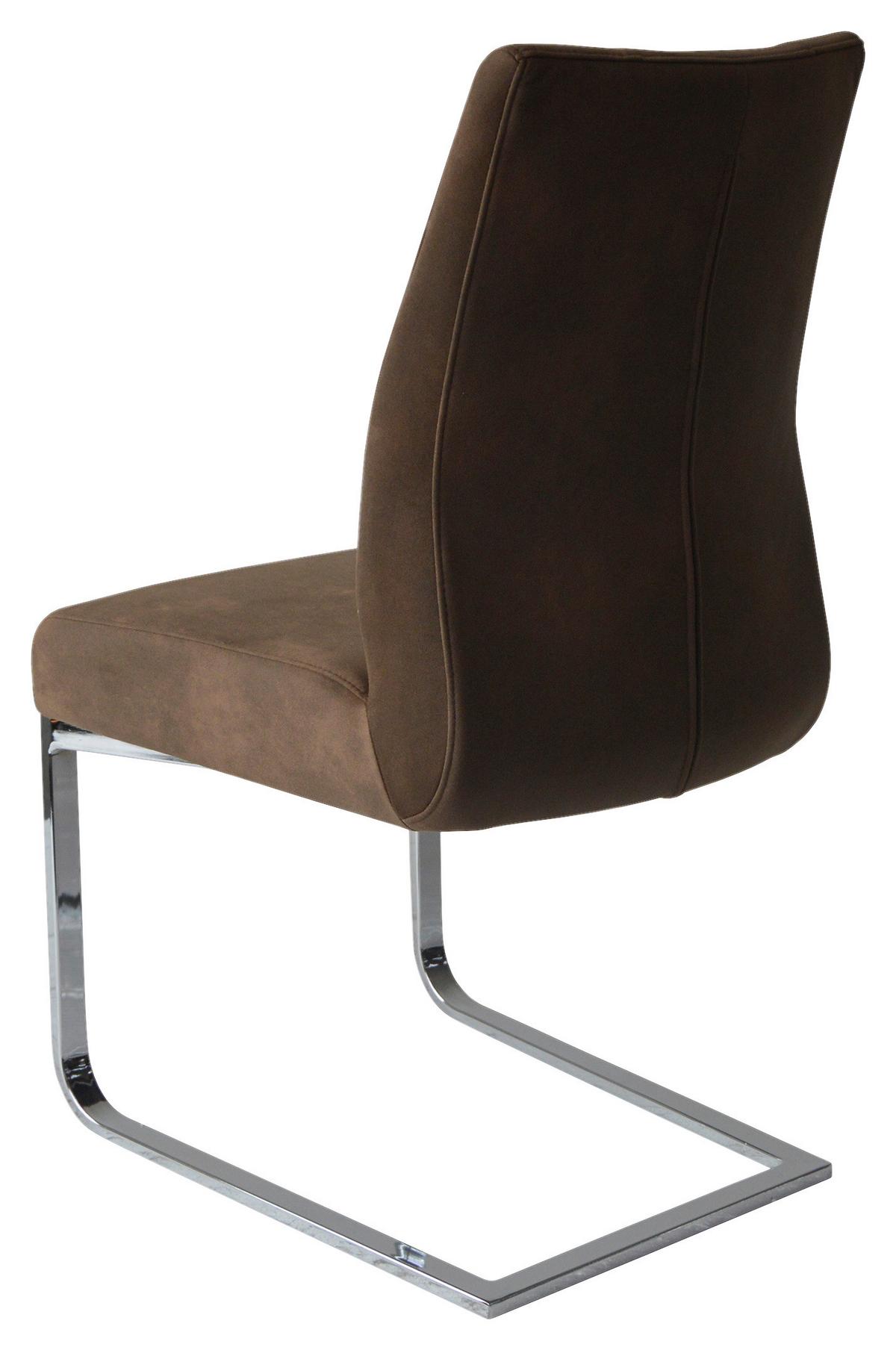Schwingstuhl-Set MARLEN XXL Braun, Wippfunktion - Silberfarben/Braun, LIFESTYLE, Textil/Metall (47/96/62cm) - MID.YOU