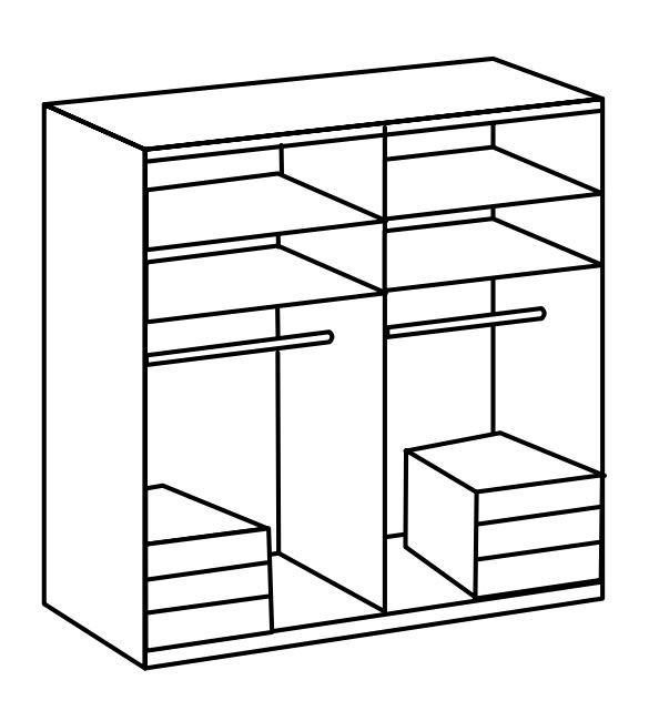 Drehtürenschrank mit Laden B: 200 cm Level, Eiche Dekor/Weiß - Chromfarben/Eichefarben, MODERN, Holzwerkstoff (200/236/58cm) - MID.YOU
