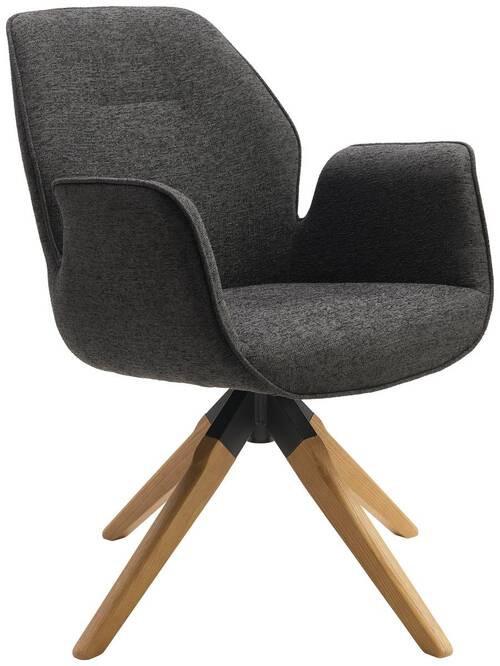 KRZESŁO Z PODŁOKIETNIKAMI SAVONA - antracytowy/kolor naturalny, Modern, drewno/tkanina (61/84/62cm) - MID.YOU