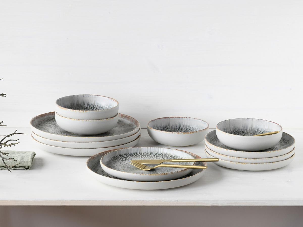 Tafelservice Hellgrau, 12-teilig - Hellgrau, Trend, Keramik (42/40/36,5cm) - Creatable