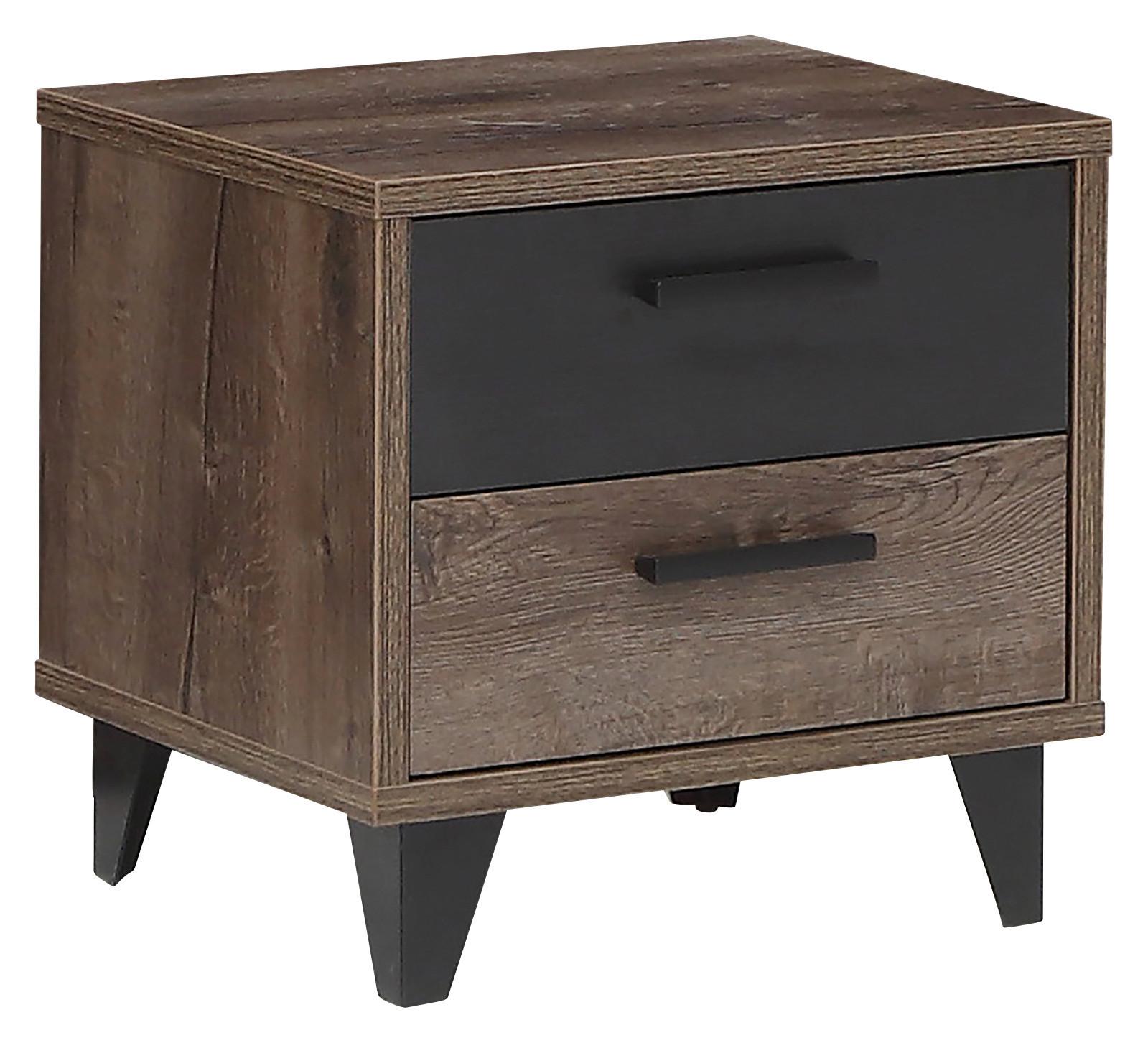 SZAFKA NOCNA BAVENO - kolor dębowy/czarny, Design, materiał drewnopochodny/tworzywo sztuczne (49,8/48,5/41,5cm) - Carryhome