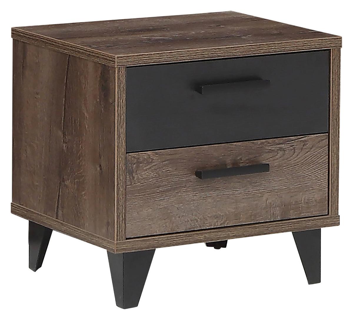 SZAFKA NOCNA BAVENO - kolor dębowy/czarny, Design, materiał drewnopochodny/tworzywo sztuczne (49,8/48,5/41,5cm) - Carryhome