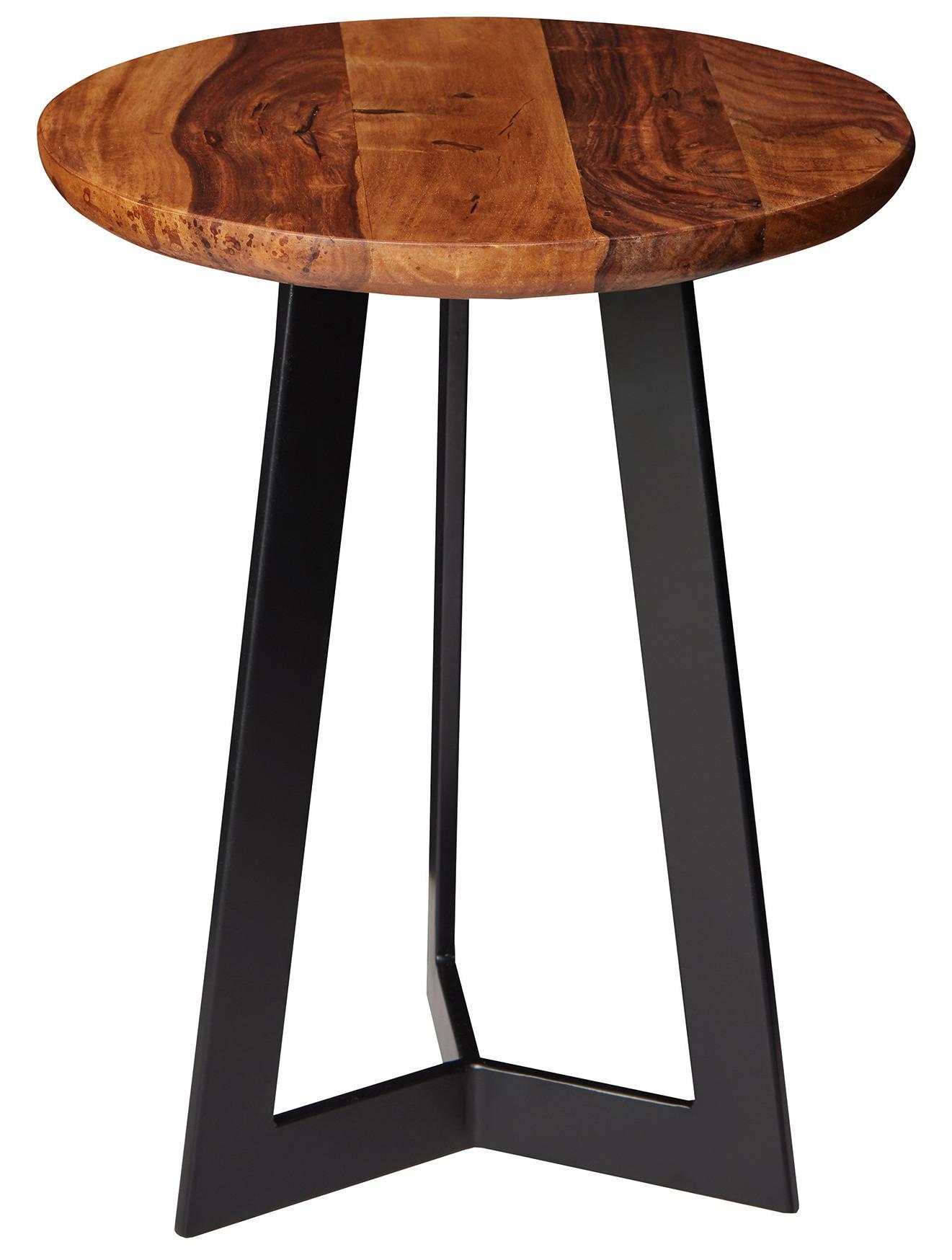Beistelltisch Sheesham/Schwarz - Sheeshamfarben/Schwarz, Design, Holz/Metall (35/35/45cm) - MID.YOU