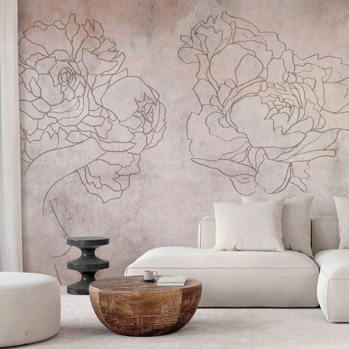 Fotótapéta Floristic Abstraction - világosszürke/magenta, Lifestyle, textil (300/210cm) - artgeist