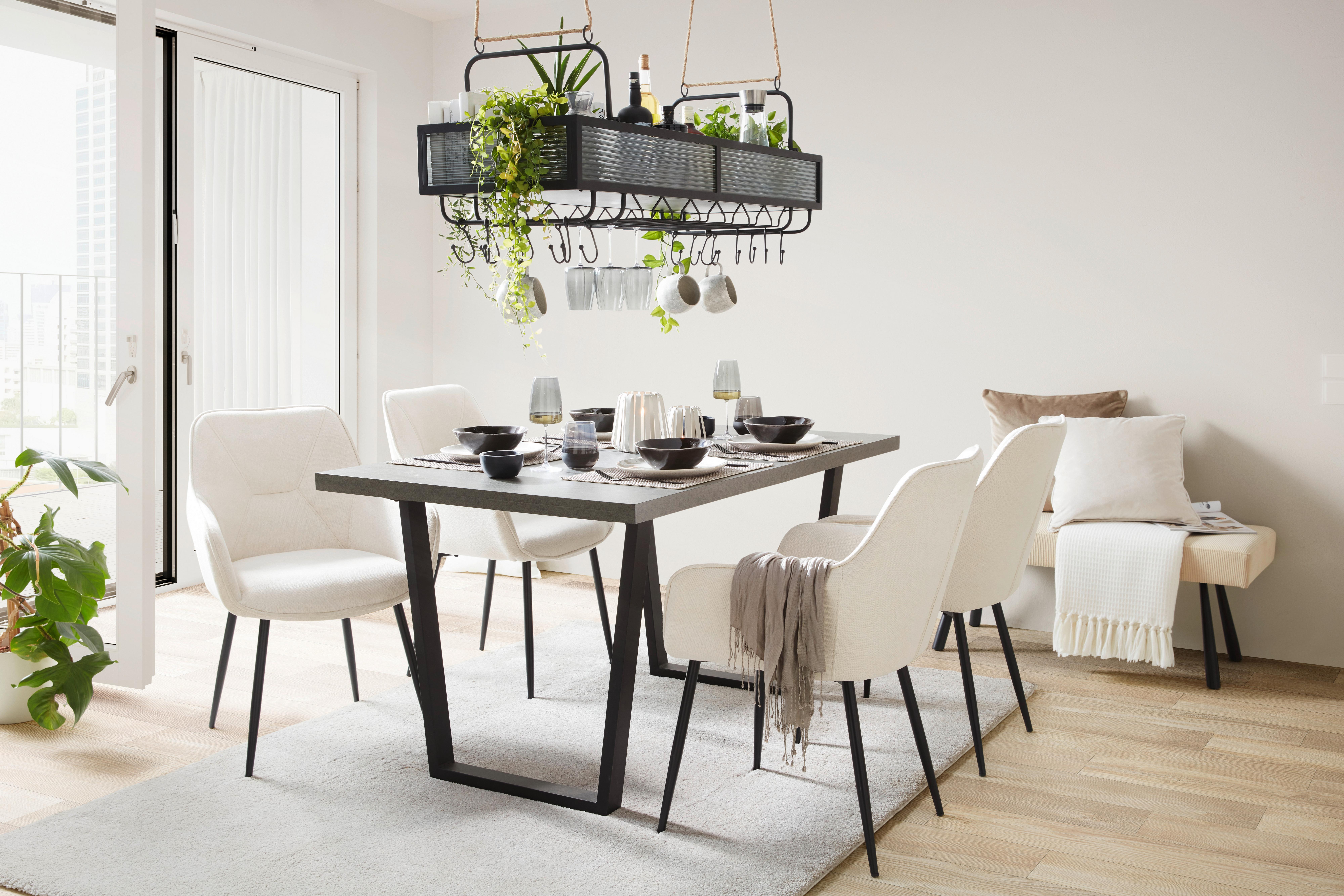 Ausziehtisch Nils Dunkelgrau ca. 140-180x85x76cm - Dunkelgrau/Schwarz, MODERN, Holzwerkstoff/Metall (140-180/85/76cm) - Mömax