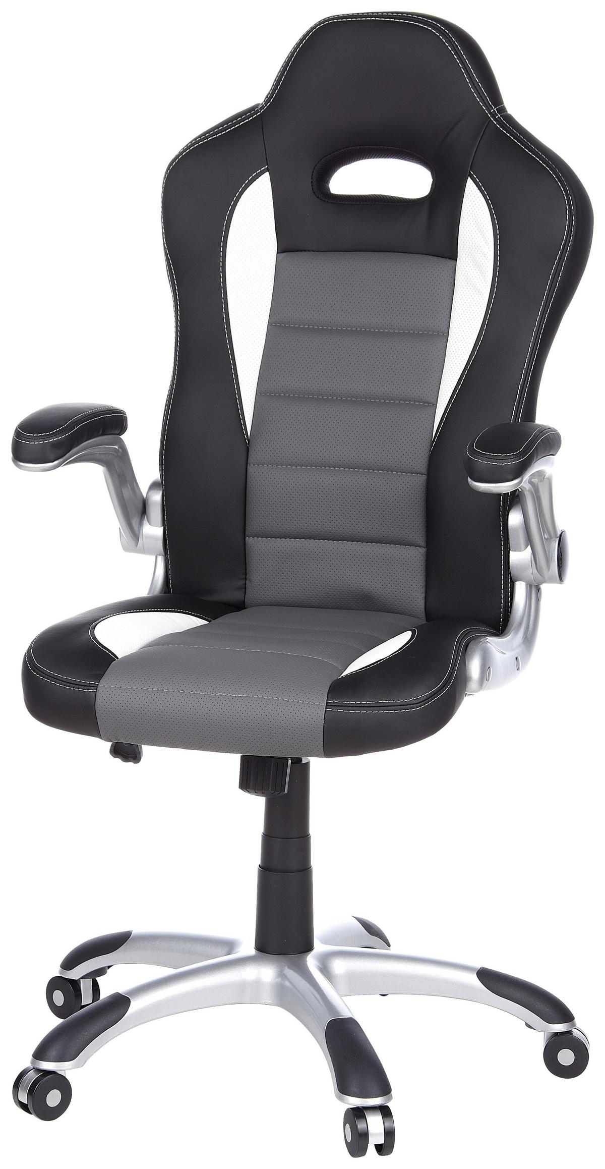 Gaming Stol Game Sport, Črna, Bela, Siva - siva/črna, Moderno, umetna masa/tekstil (64/118/57cm) - MID.YOU