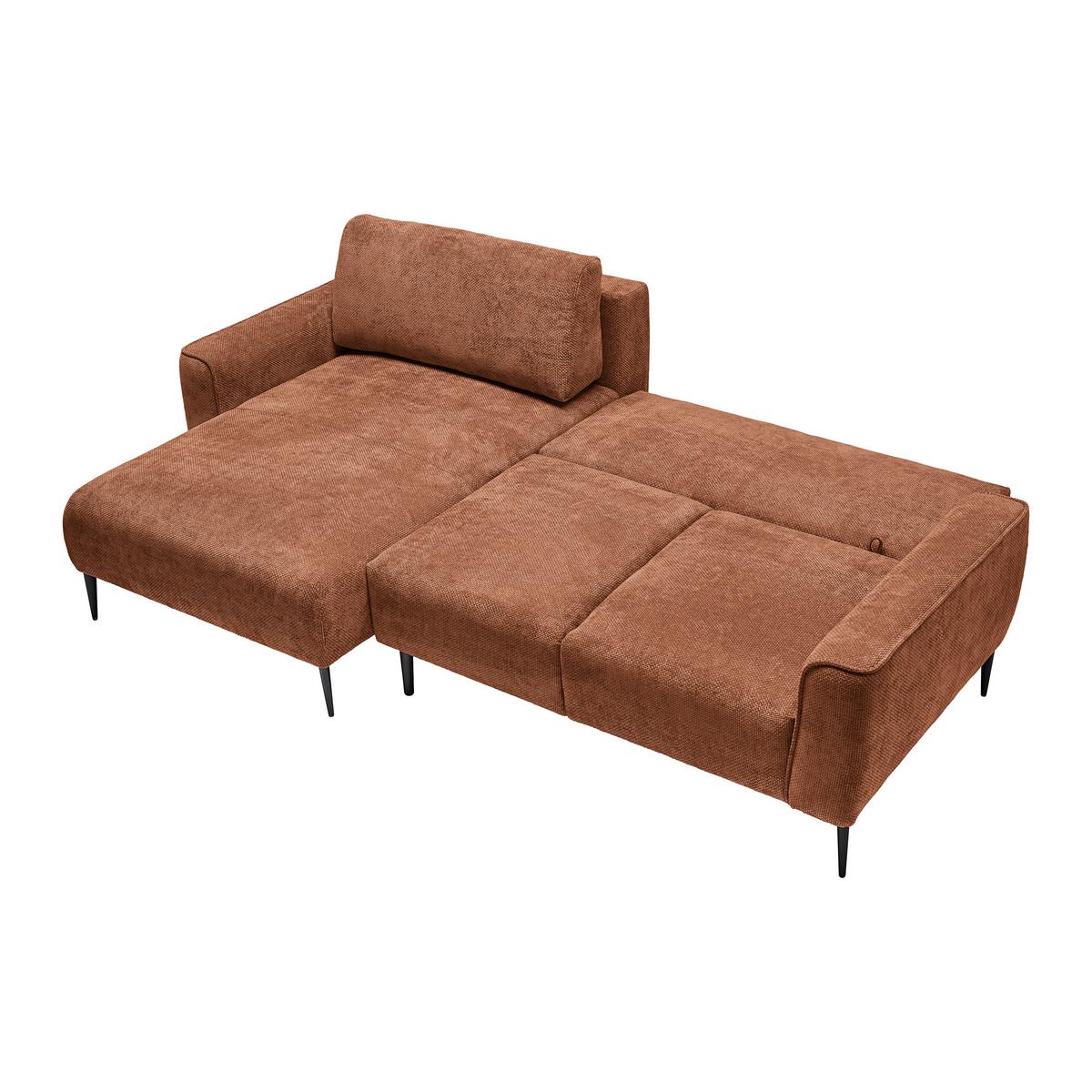 Ecksofa Custom Terracotta - Terracotta/Schwarz, MODERN, Textil/Metall (164/85/255cm) - Mömax