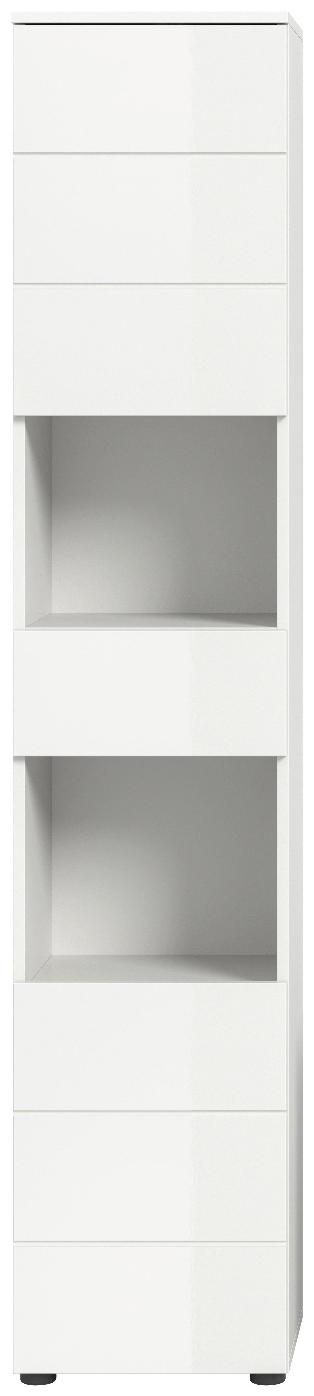 Hochschrank Vira ca. 38x190x34 cm Weiß - Weiß Hochglanz/Schwarz, MODERN, Holzwerkstoff/Kunststoff (38/190/34cm) - MID.YOU