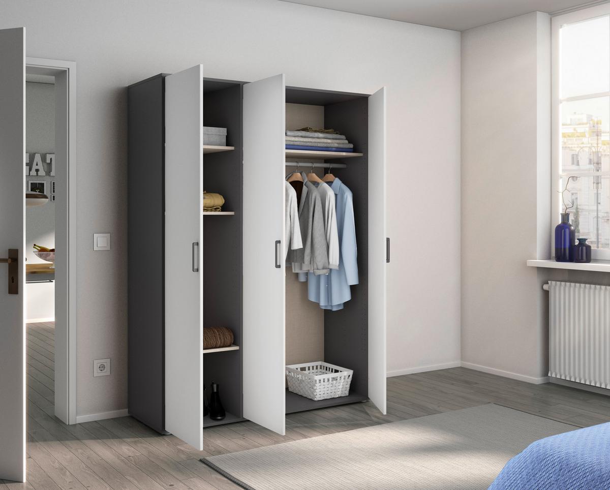 DULAP  USI ROTATIVE VOYAGER - alb/gri, Modern, material pe bază de lemn (140/194/53cm) - Modern Living