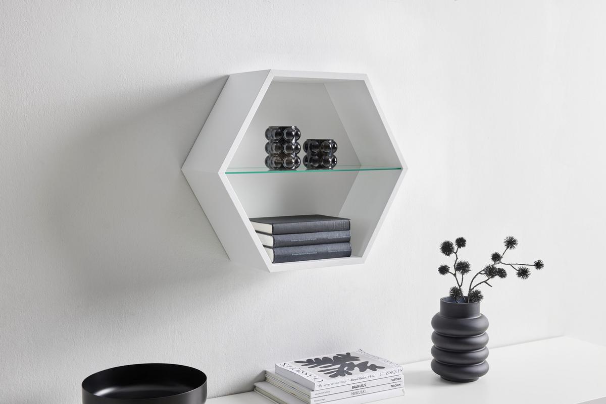 Etajeră de perete EDGE - alb, Modern, material pe bază de lemn (51/44/19cm) - Modern Living