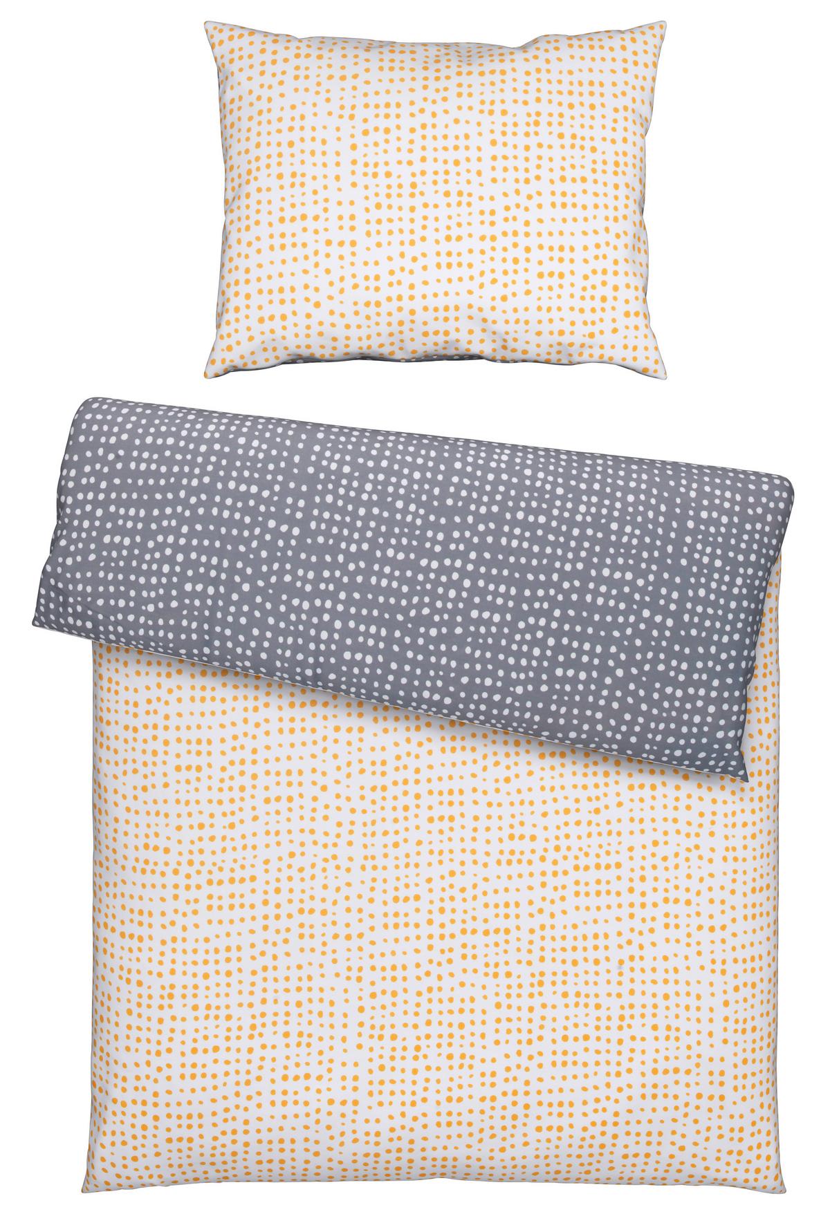 Wendebettwäsche Luise in Grau/Weiß/Gelb ca. 140x200cm - Currygelb/Weiß, MODERN, Textil (140/200cm) - Modern Living