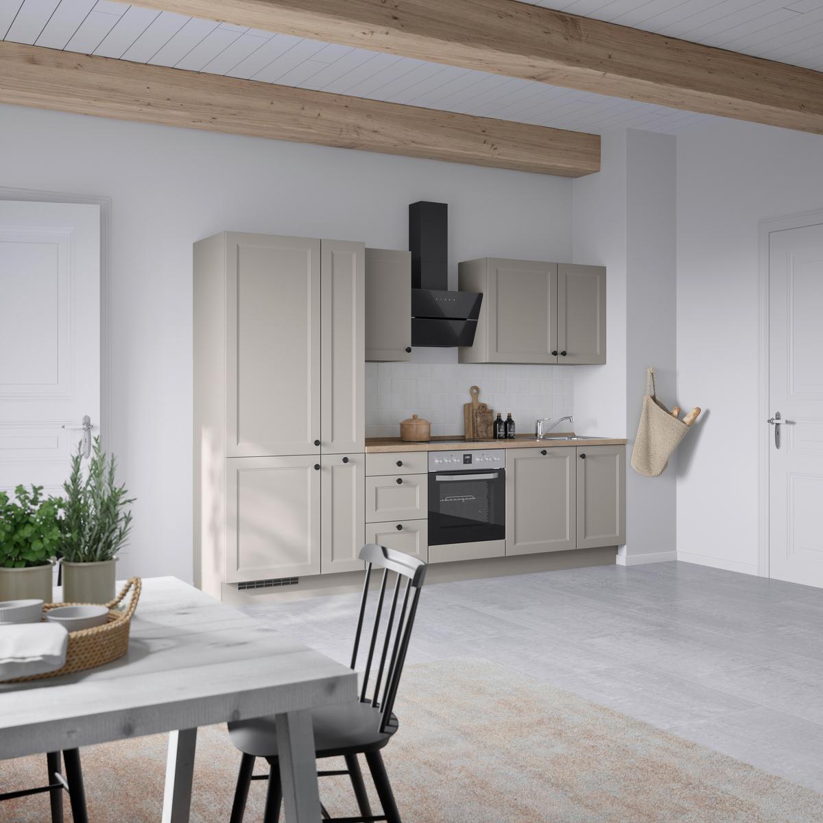 Küchenblock Cascada High m. Geräten Grau - Eiche dunkel/Schwarz, MODERN, Holzwerkstoff/Metall (300cm) - Nobilia