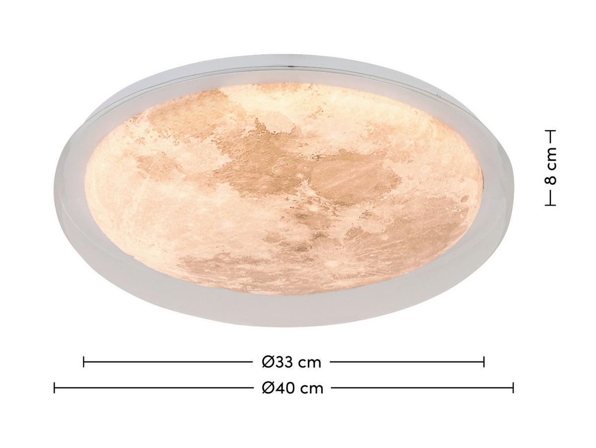 LAMPA SUFITOWA LED DERBY *SBN* - kolor srebrny/biały, Trend, tworzywo sztuczne/metal (40/8cm) - Novel