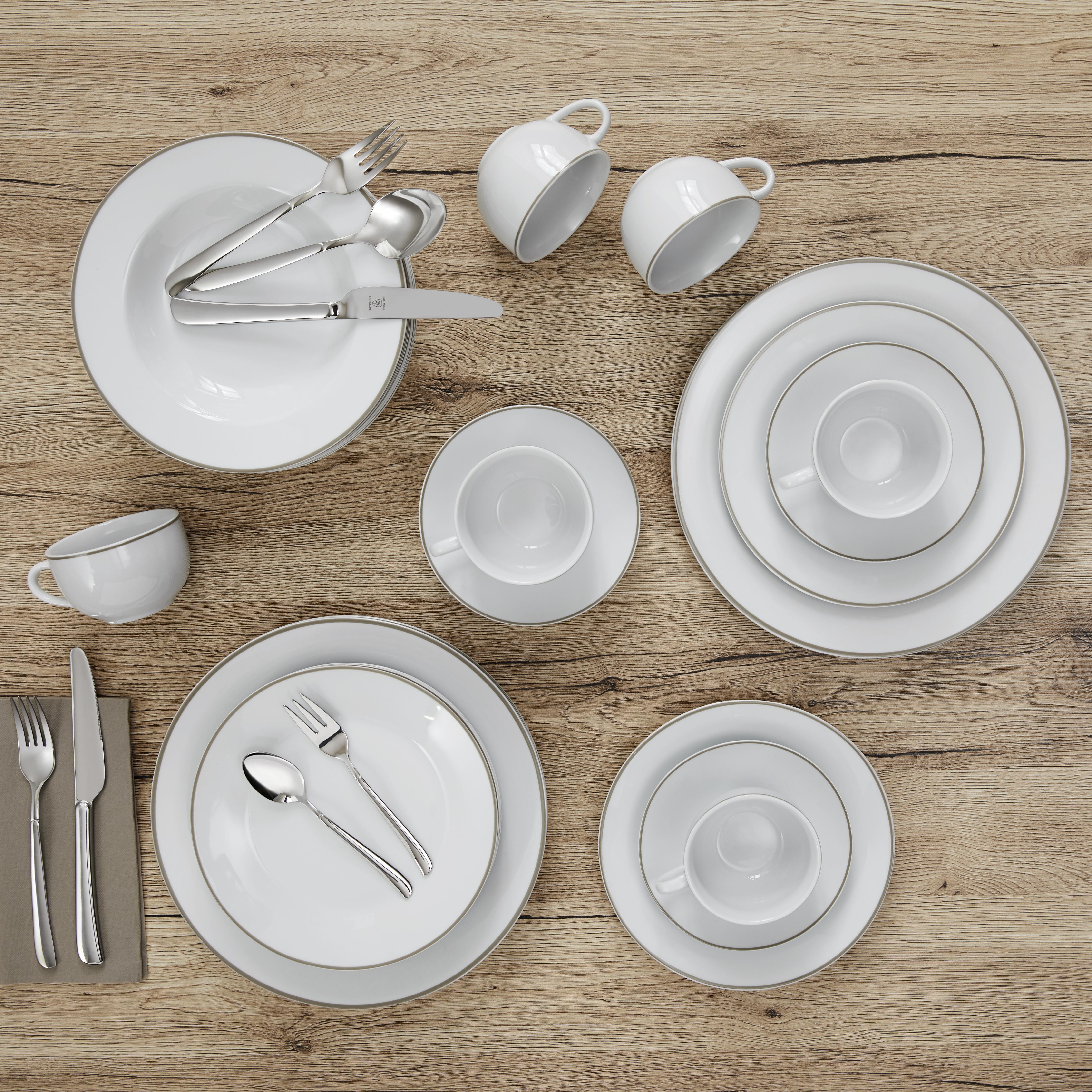 Kombiservice aus Porzellan 30-teilig ''Nova'' - Weiß/Grau, MODERN - Bessagi Home