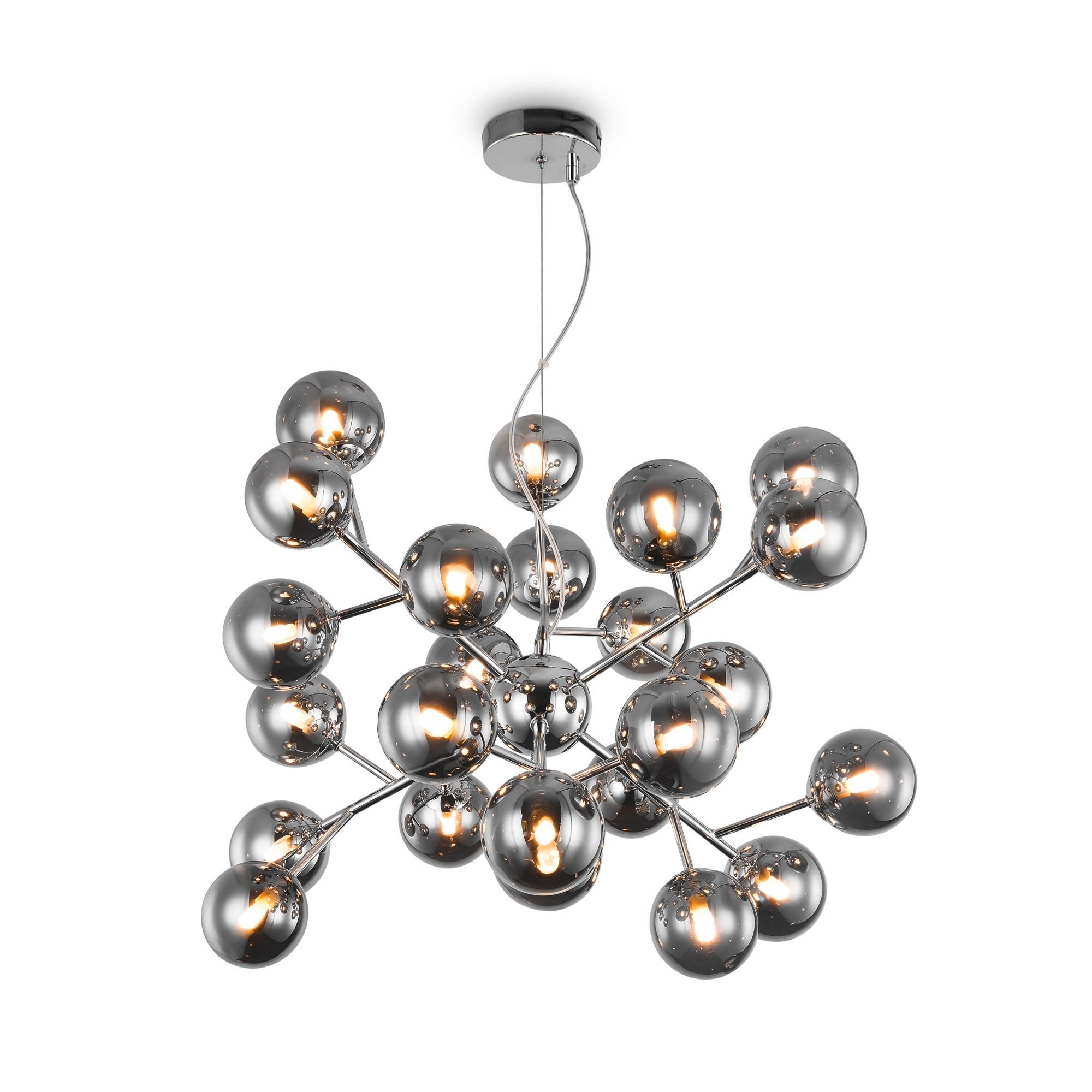 Pendelleuchte Dallas Grau/Chromfarben max. 28 Watt - Chromfarben/Grau, Trend, Glas/Metall (65/40cm) - MAYTONI