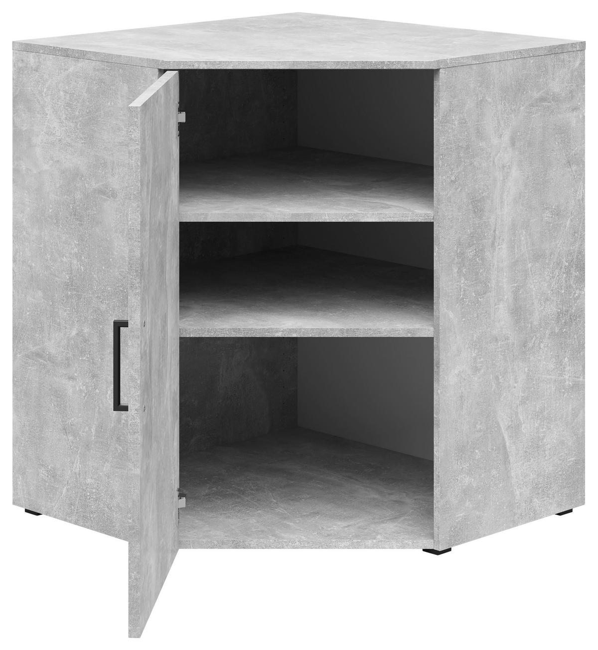 Eckkommode Multistauraum Betonoptik - Anthrazit/Schwarz, Modern, Holzwerkstoff/Kunststoff (71,5/83/71,5cm)