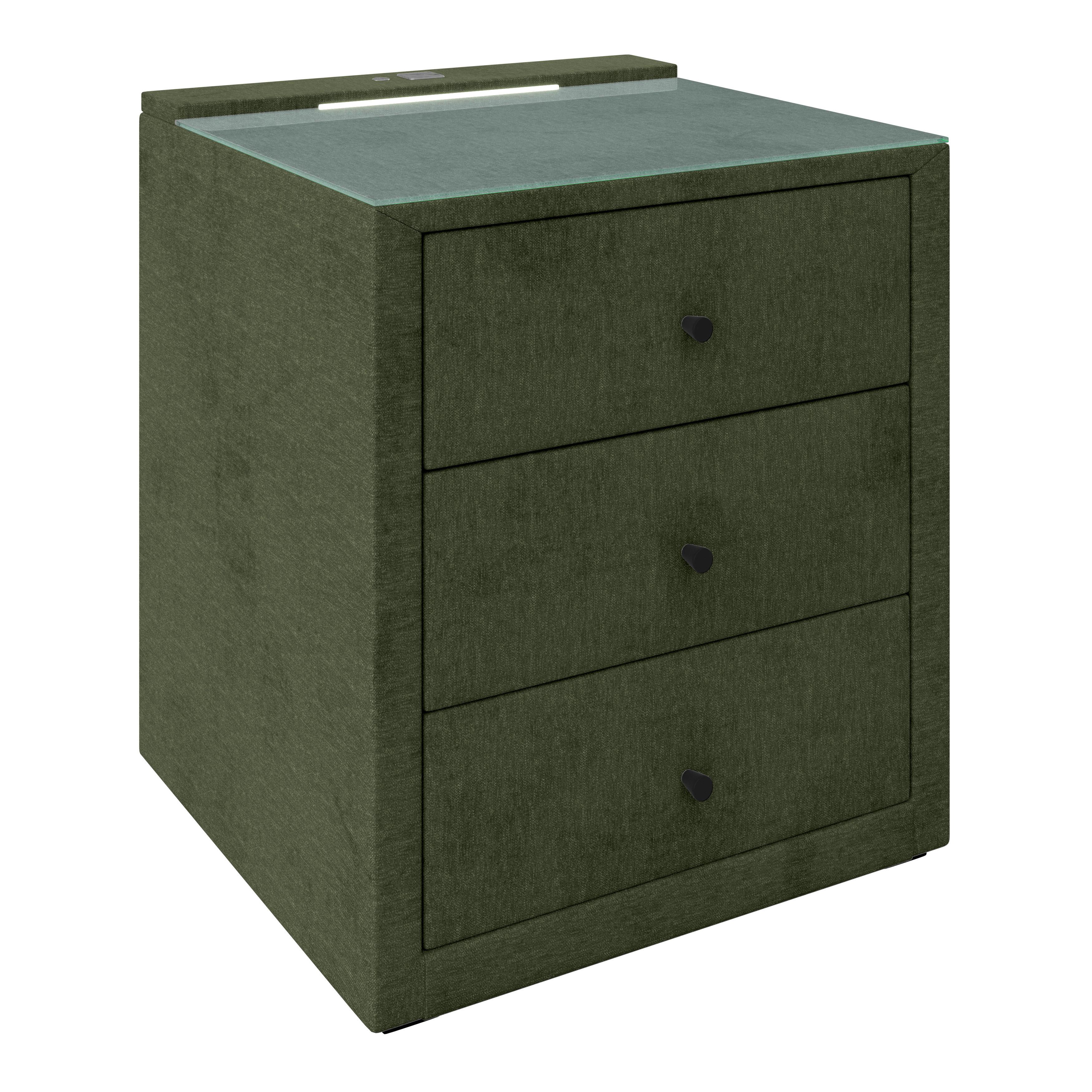 NOPTIERĂ MAYA - măsliniu, Modern, plastic/sticlă (48/56/45,5cm)