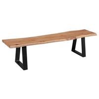 Sitzbank "Gaya", aus Akazie - Schwarz/Akaziefarben, Design, Holz/Metall (160/45/40cm) - MID.YOU