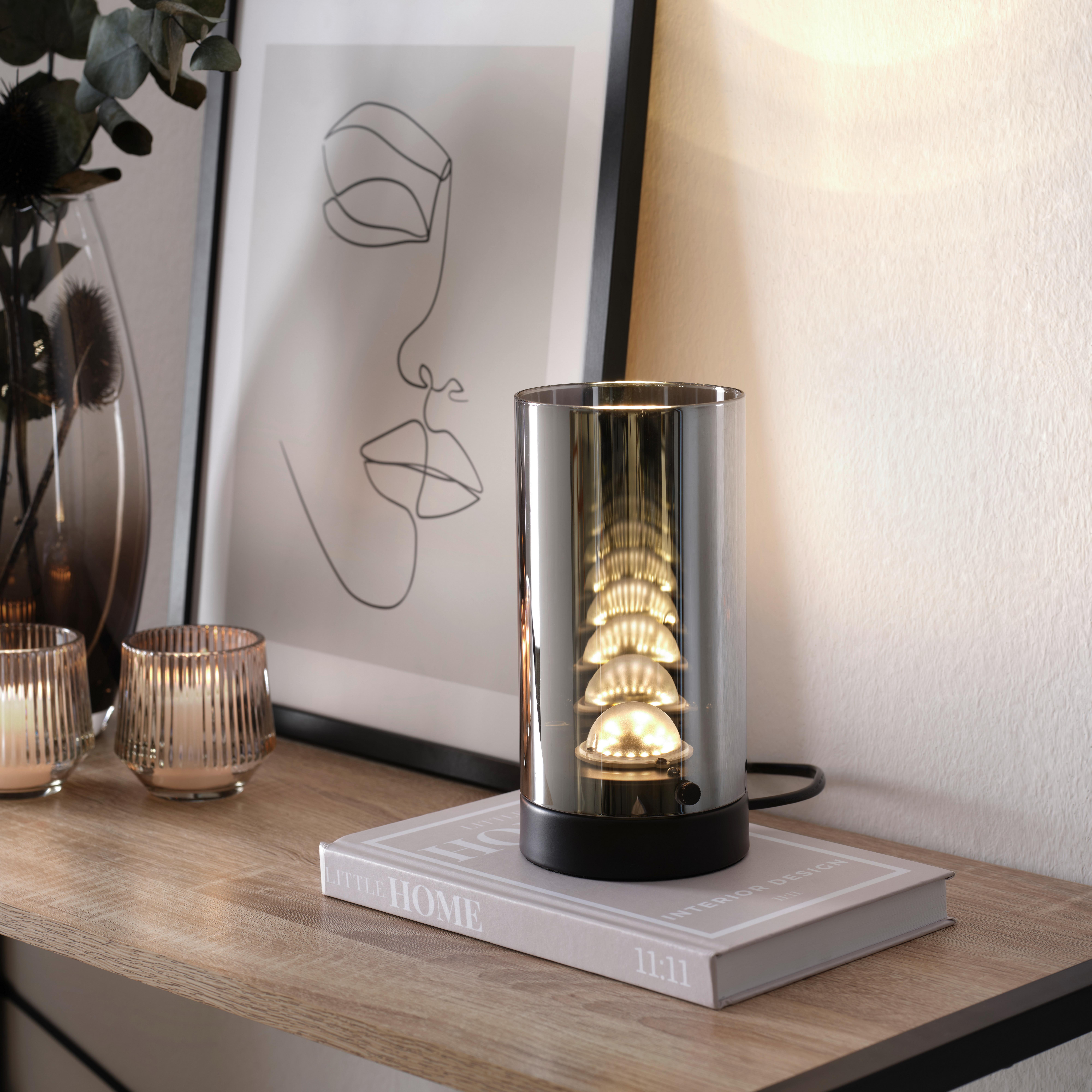 LED-BORDSLAMPA BLOH - kromfärg/svart, Modern, metall/glas (10/20cm) - Mömax