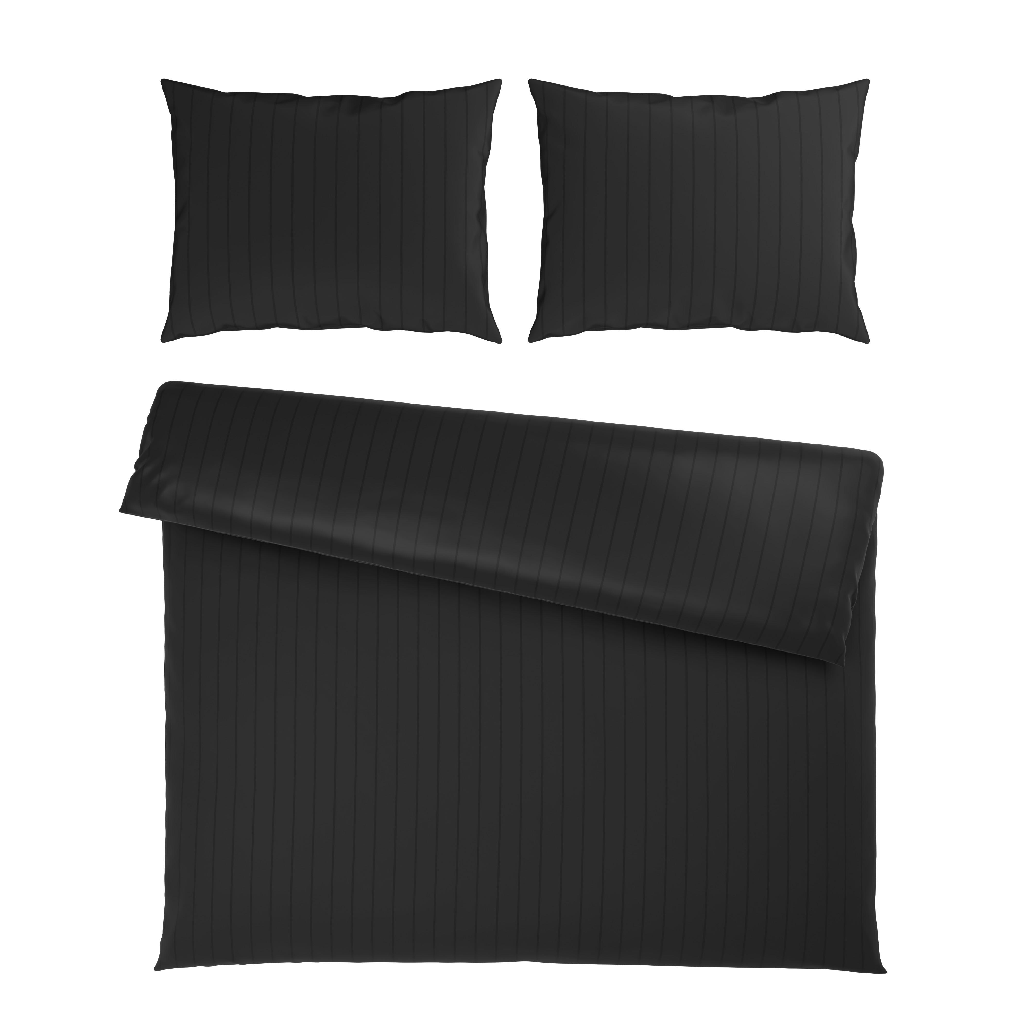 Bettwäsche Dobby Streif XXL Schwarz ca. 200x220cm - Schwarz, Textil (200/220cm) - Mömax