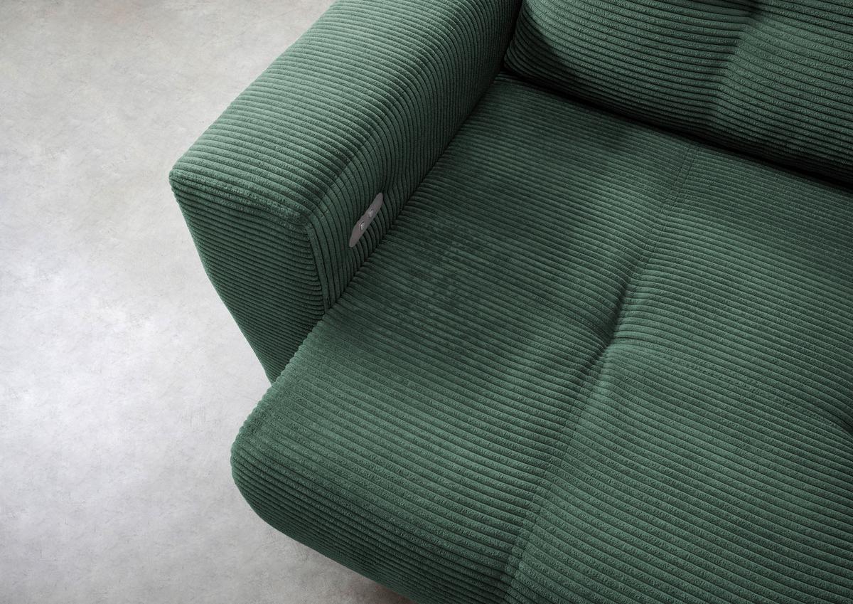 Wohnlandschaft Restato Dunkelgrün Cord - Dunkelgrün/Schwarz, MODERN, Holz/Textil (246/177cm) - MID.YOU