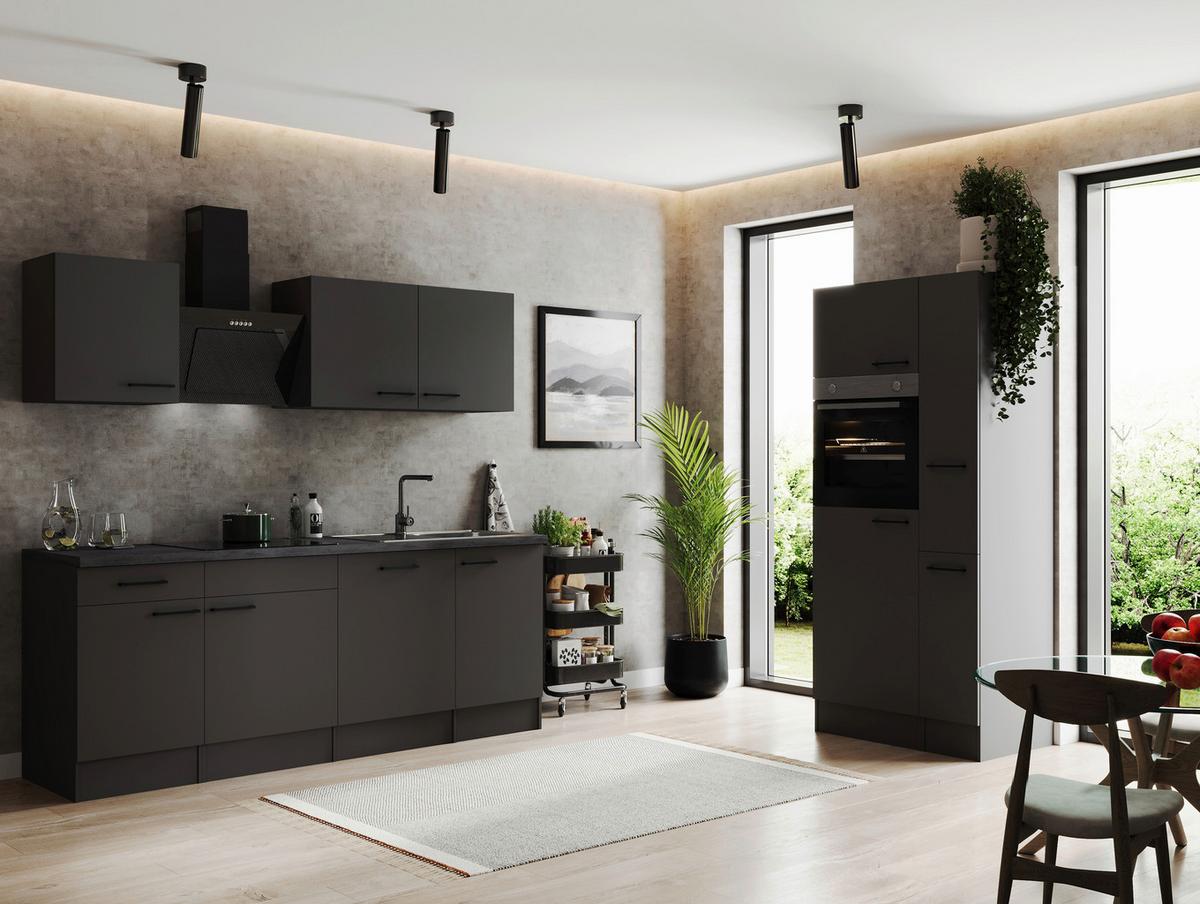 Kuhinjski Blok Z Aparati Oliver, 310cm - temno siva/črna, Design, kovina/leseni material (310cm) - Respekta