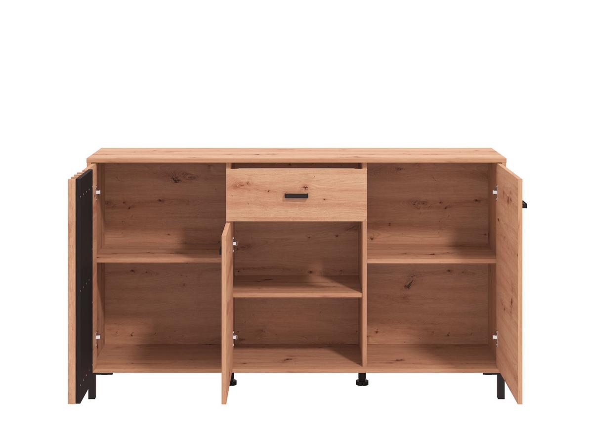 Sideboard Laval Schwarz/Eiche Artisan - Schwarz/Eiche Artisan, MODERN, Holzwerkstoff/Kunststoff (157/90/40cm) - P & B