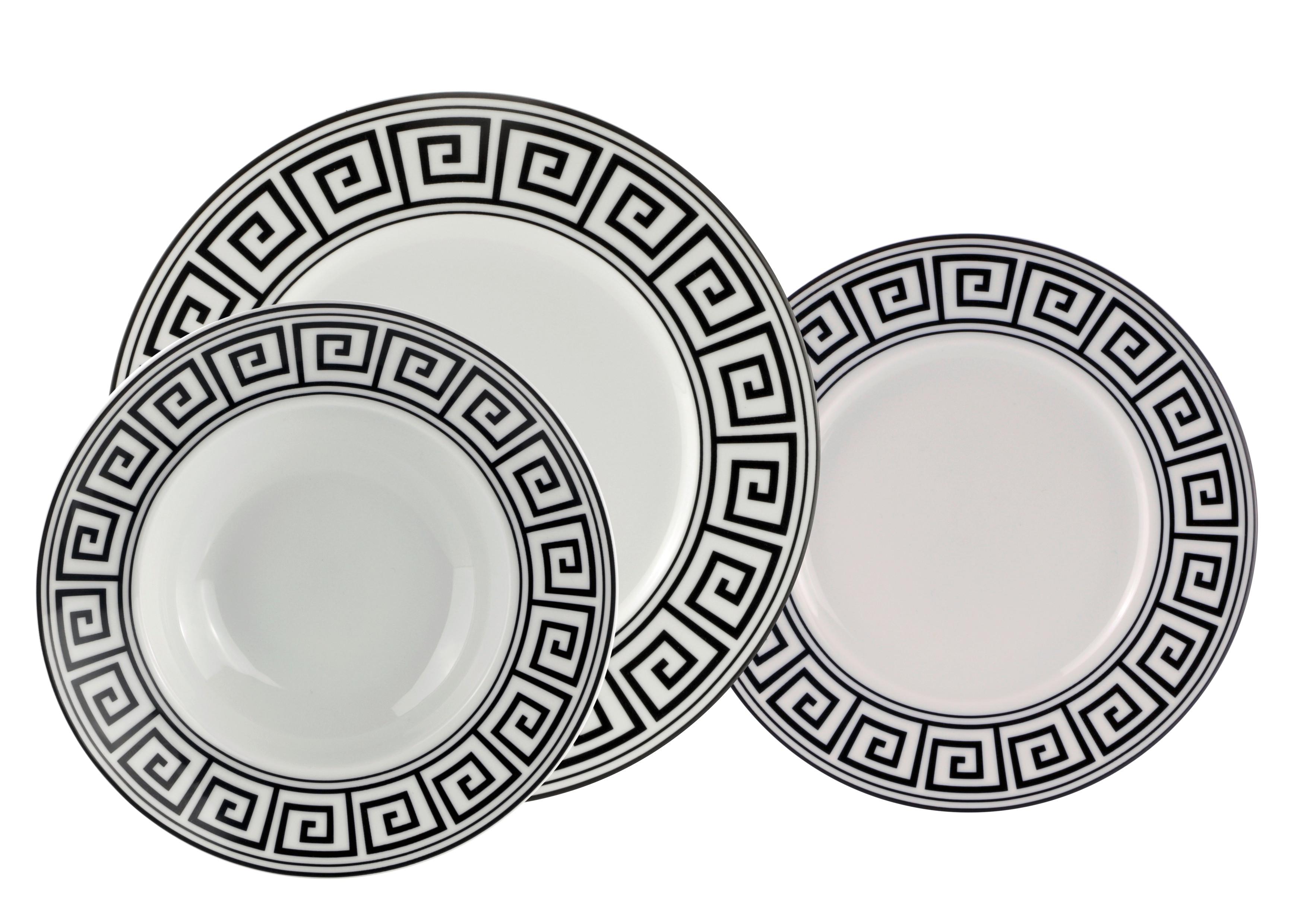Servis Za Jelo Donna Za 4 Osobe 12/1 Set - bijela/crna, Konventionell, keramika - Premium Living