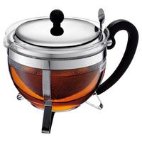 Teekanne Bodum Chamboard Chromfarben ca. 1,3l - Chromfarben, KONVENTIONELL, Glas (19/17/17cm) - Bodum