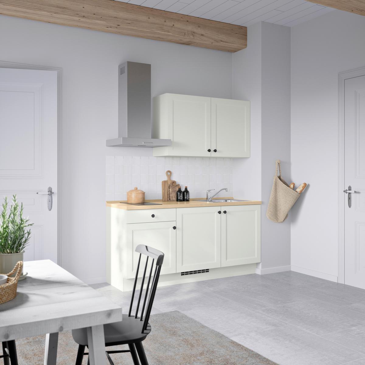 Küchenblock Cascada Low m. Geräten Weiß - Eichefarben/Schwarz, MODERN, Holzwerkstoff/Metall (180cm) - Nobilia