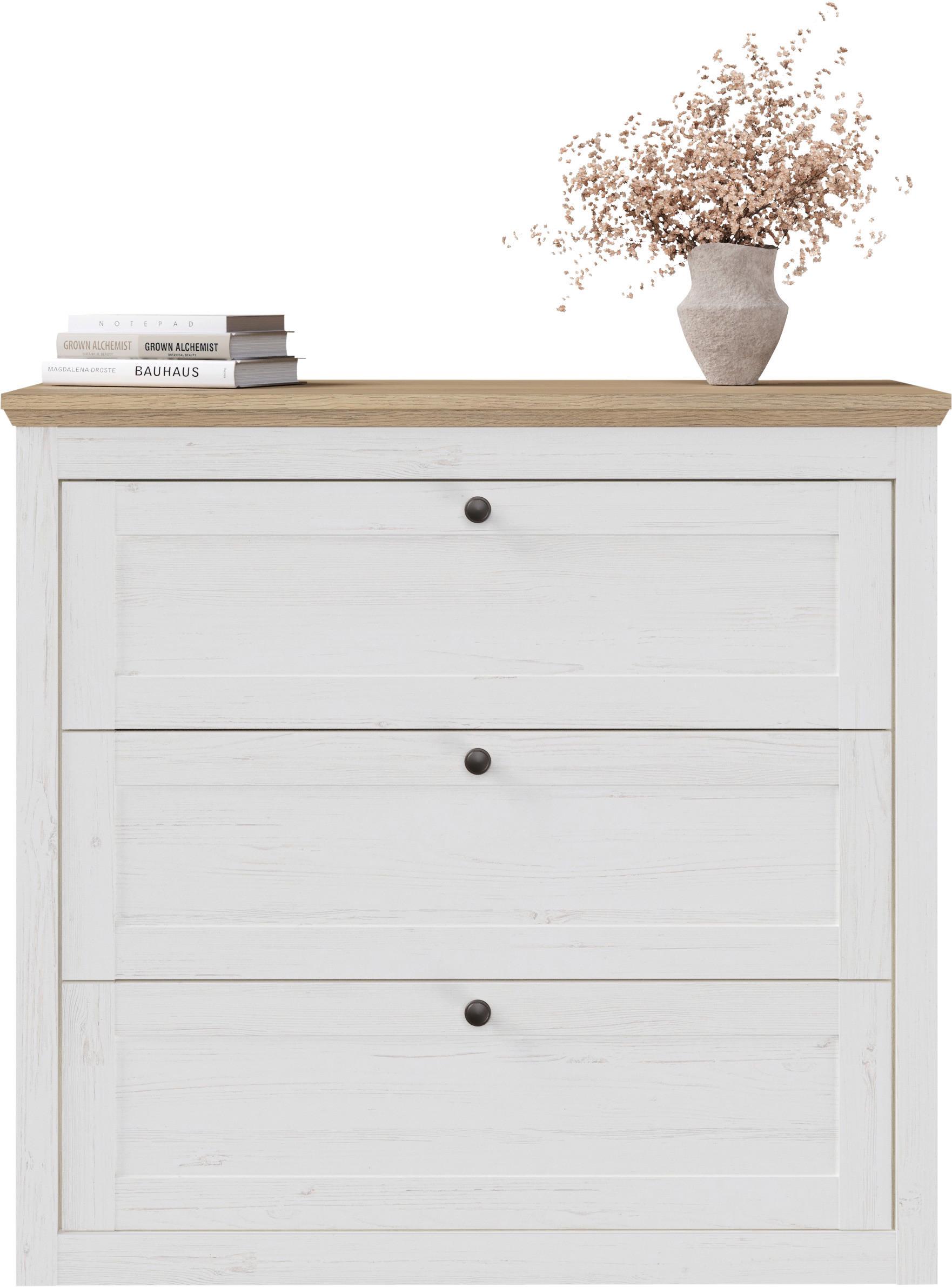 BYRÅ KORSIKA -EXKLUSIV- - svart/ekfärgad, Romantik / Lanthus, metall/trämaterial (89,9/85,1/42,9cm) - Mömax