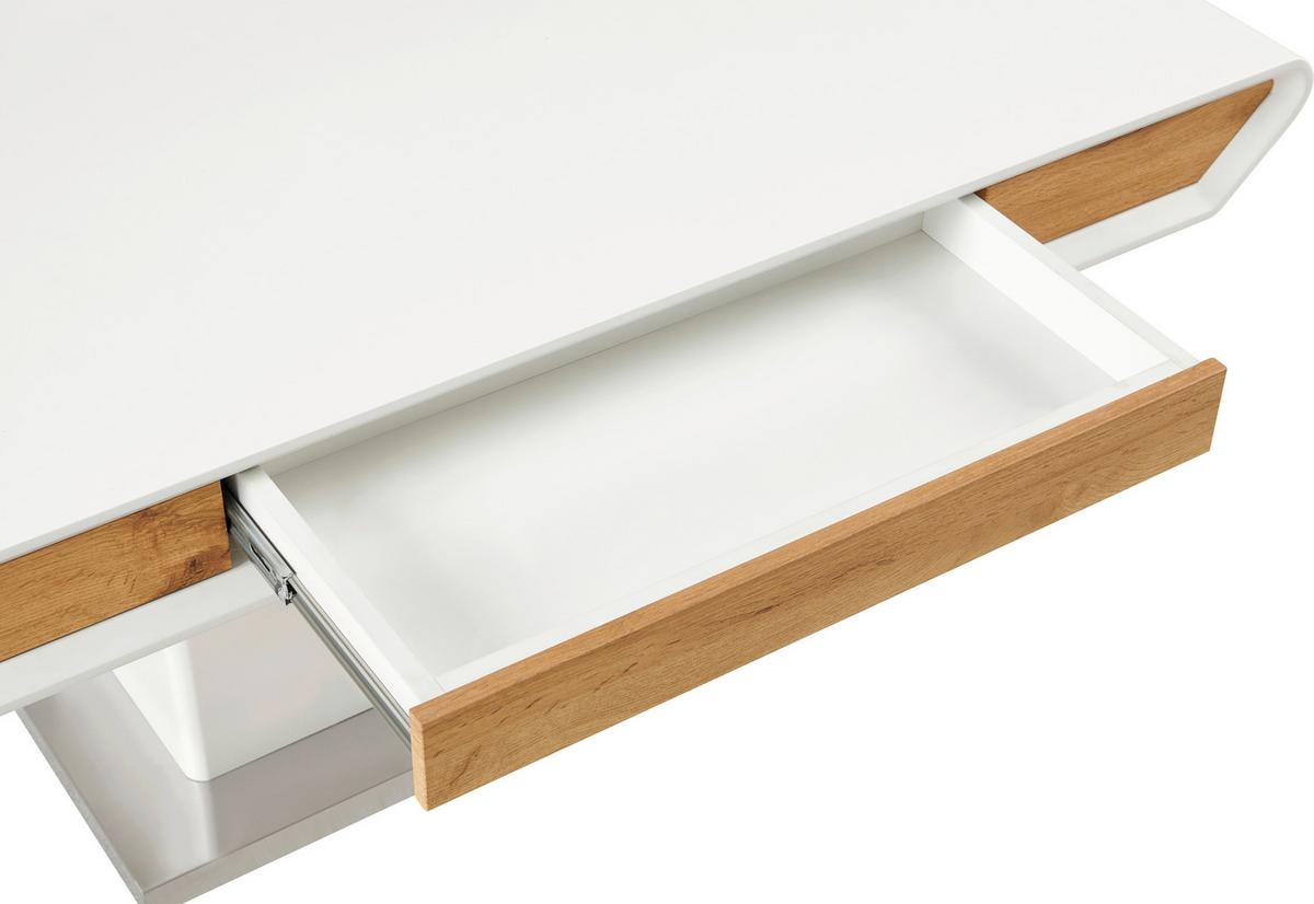 STOLIK KAWOWY TOLA - kolor dębowy/biały, Design, materiał drewnopochodny/metal (130/70/49,5-77,5cm) - Livetastic