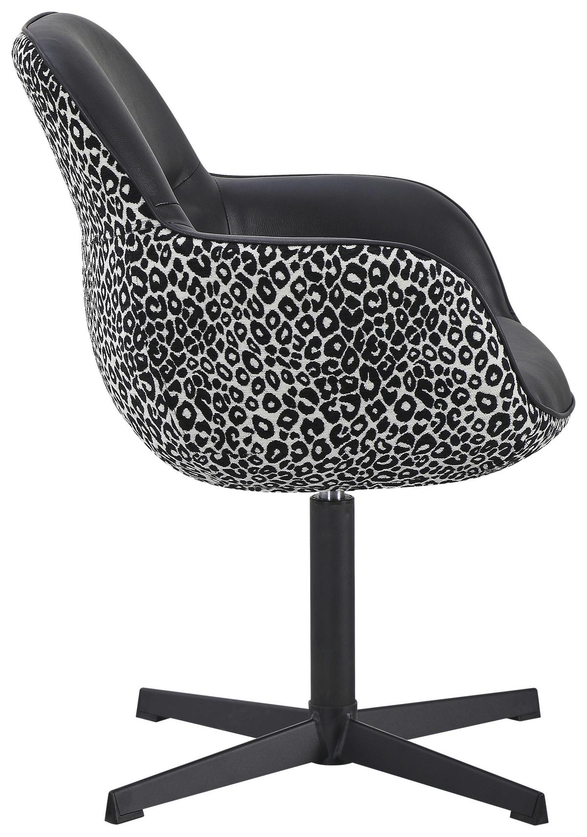 Naslanjač Leona - črna/bela, Design, kovina/tekstil (61/87/63cm) - Mömax