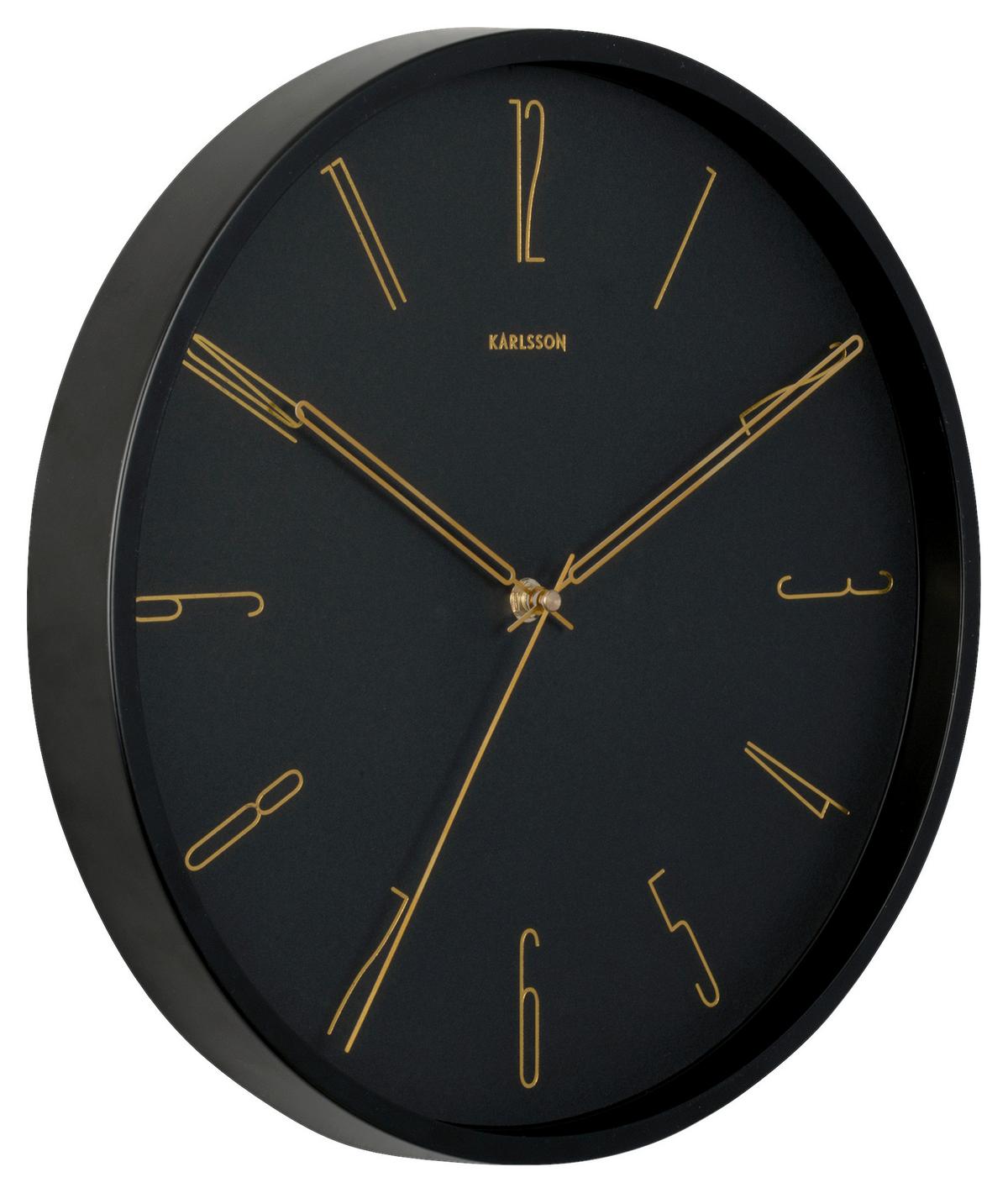 ZEGAR ŚCIENNY KA5898BK - czarny/kolor złoty, Basics, metal (35/35/4cm) - Karlsson