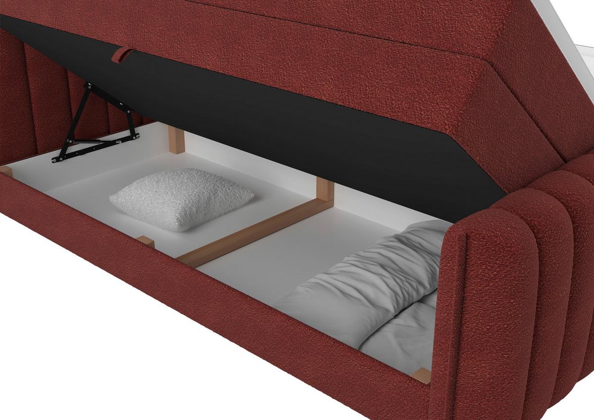 PAT BOXSPRING LINA - roșu, Konventionell, plastic/lemn (200/200cm) - Premium Living