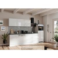 Küchenzeile Monza mit Geräten ca. 300 cm Weiß/Grau + Spüle - Weiß Hochglanz/Weiß, LIFESTYLE, Holzwerkstoff (300cm) - Held