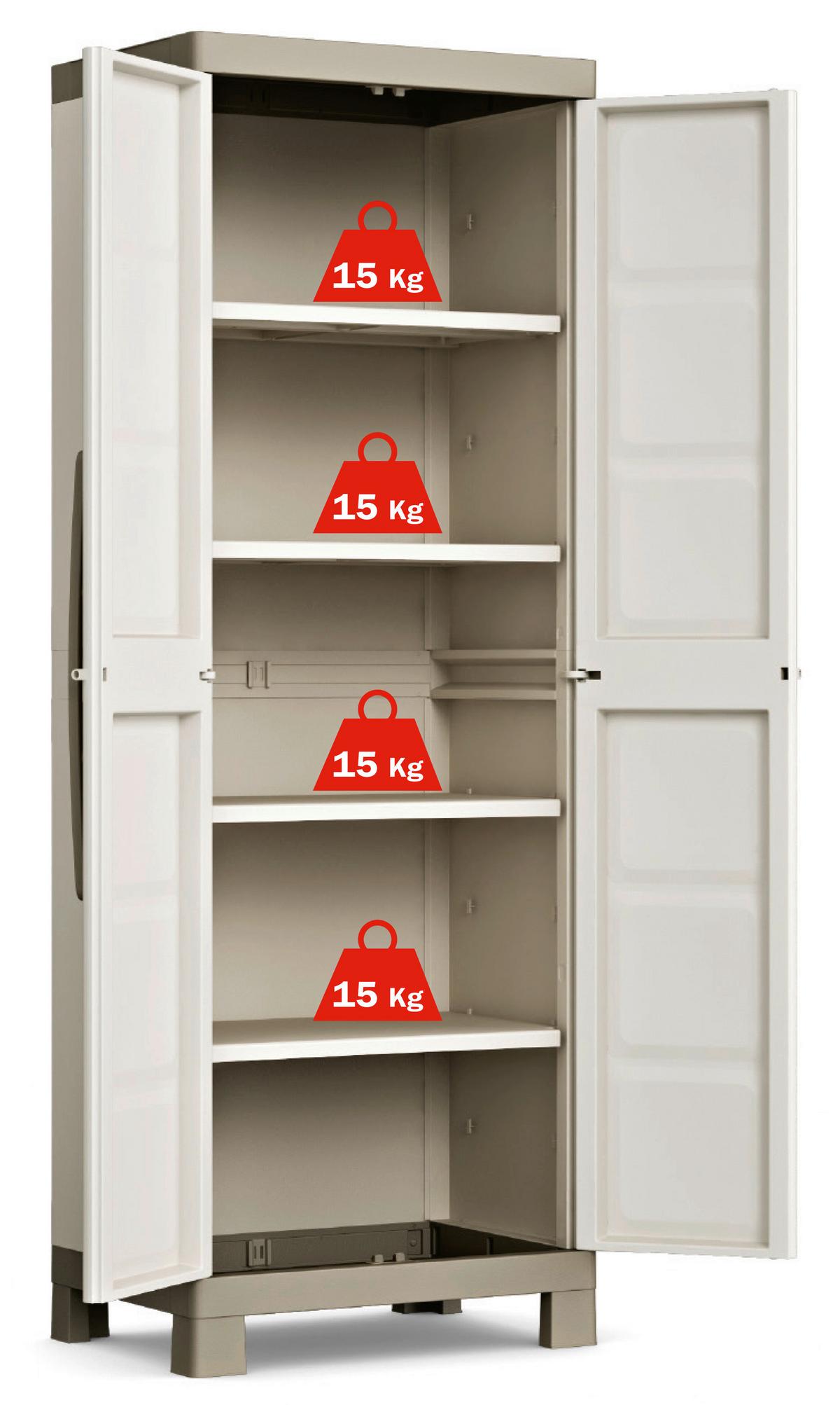 Tárolószekrény Keter Excellence 241046 - világosszürke/homokszínű, műanyag (65/45/182cm) - Keter