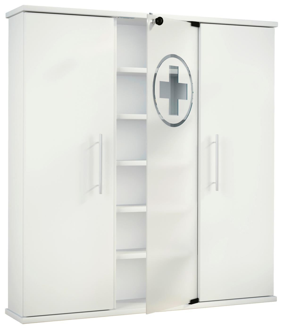 ARMOIRE À PHARMACIE SANTILA - blanc/couleur argentée, Modern, verre/métal (86/91,5/18cm) - MID.YOU