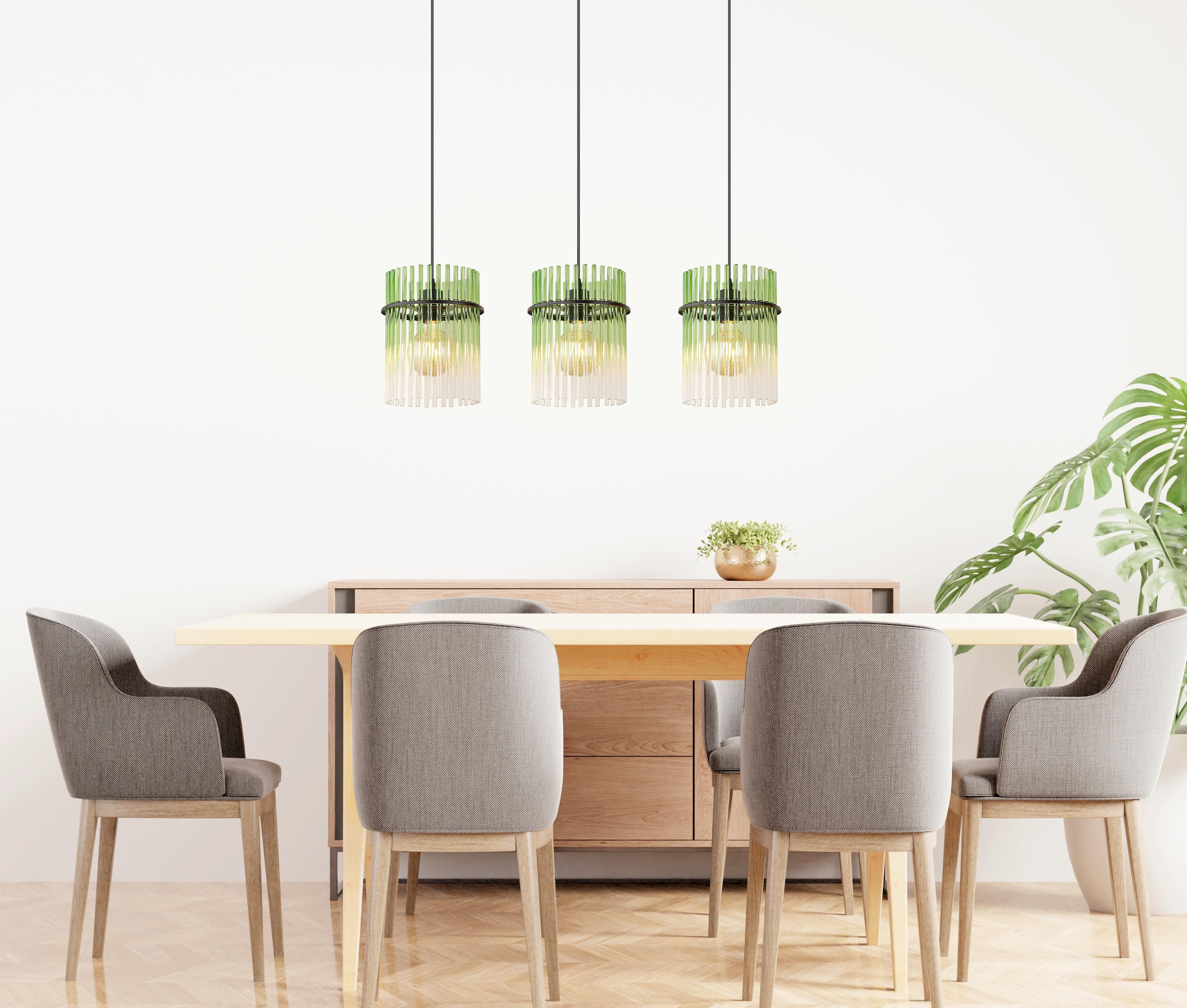 HÄNGELEUCHTE 15698-3HG GORLEY - Klar/Schwarz, Lifestyle, Glas/Kunststoff (80/20/140cm) - Globo