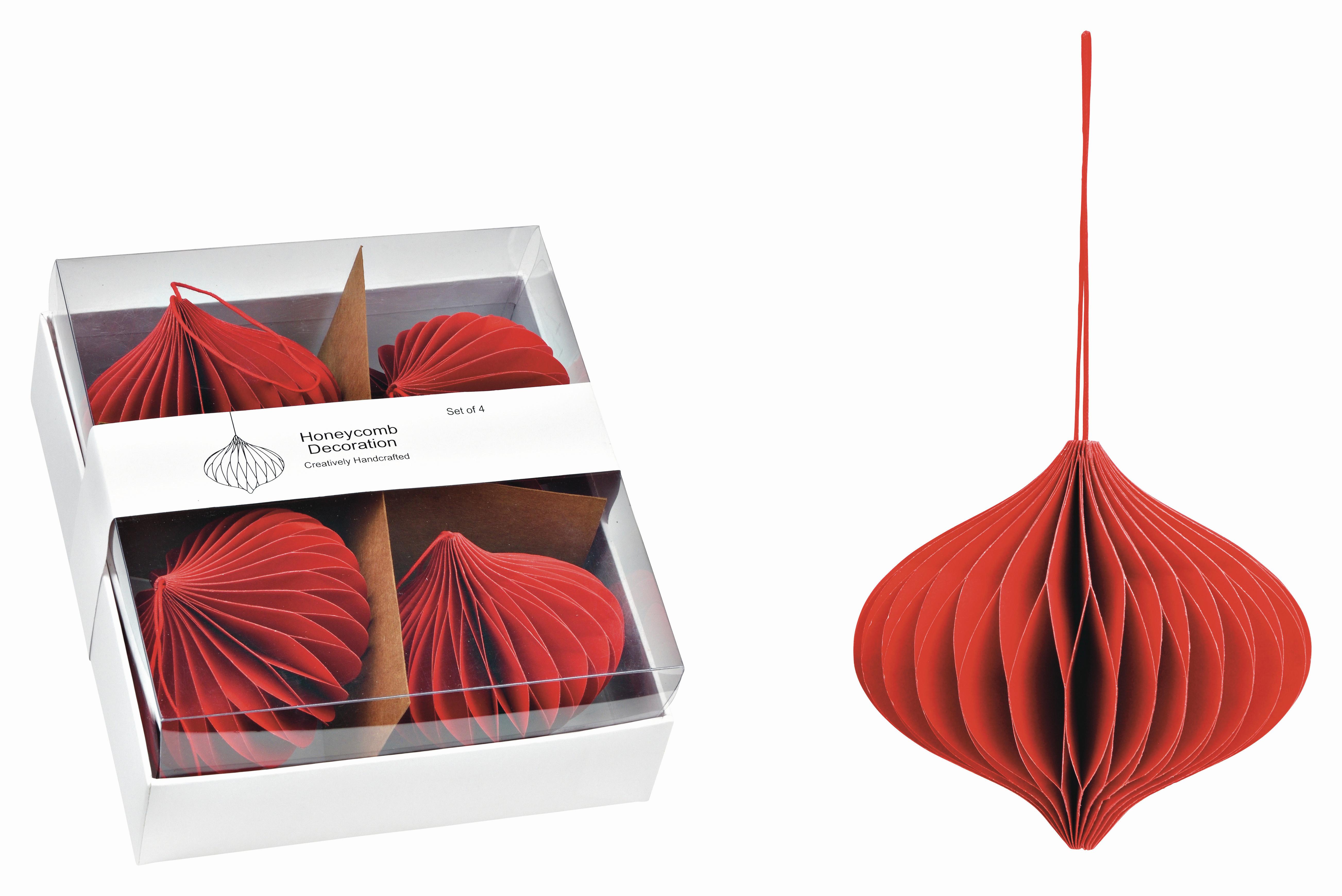 Christbaumkugel-Set Classic Christmas Rot 4-teilig - Rot, Basics, Papier (17,0/8,0/17,0cm) - X-Mas