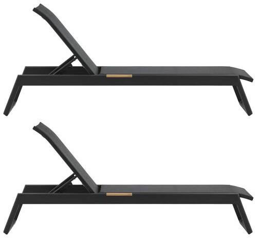 Sonnenliege Mexico ca. 60x35x200 Schwarz - Schwarz, KONVENTIONELL, Metall (60/35/200cm) - Gardenson