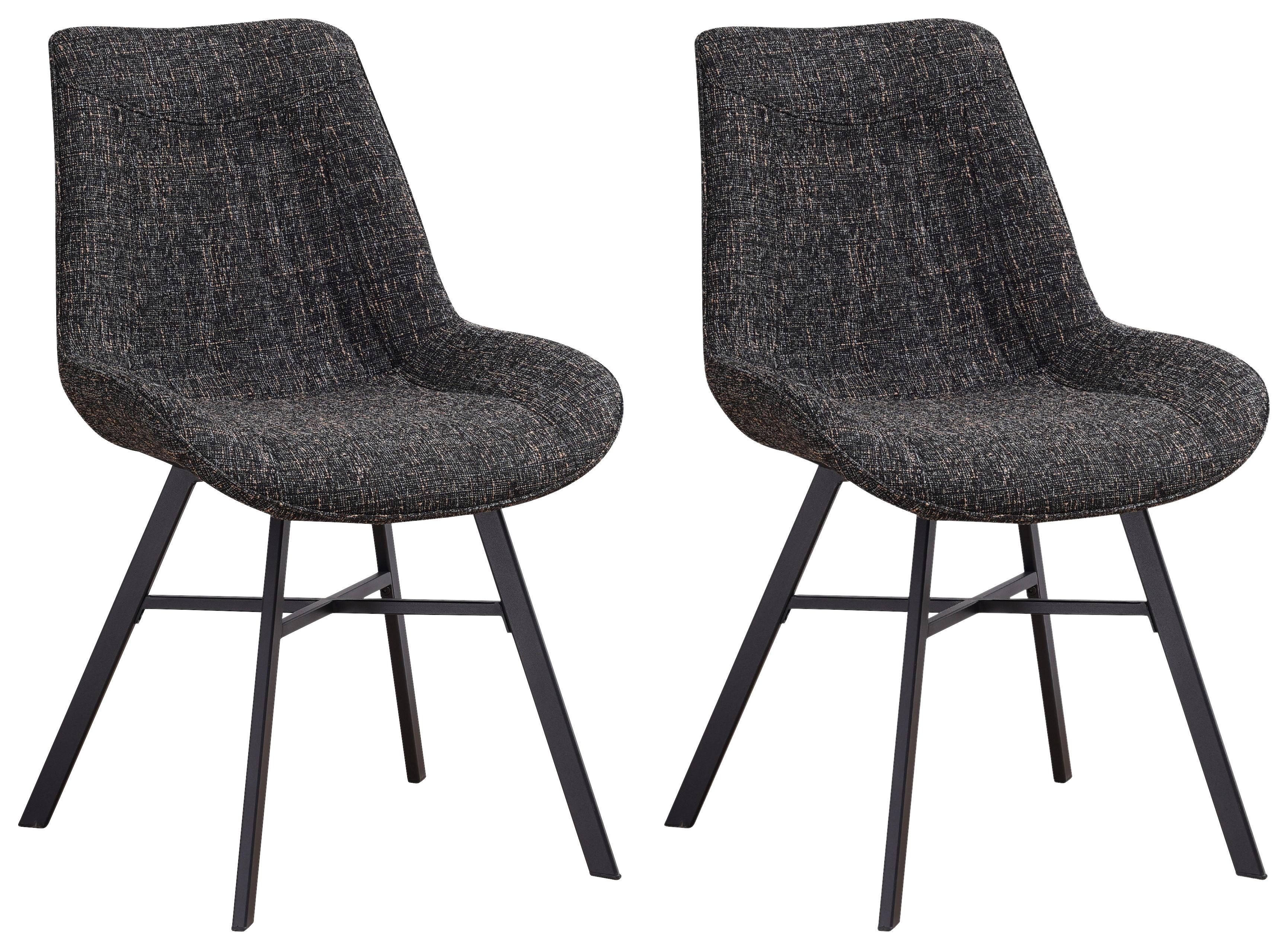 Stuhl-Set Samuel ca. 53x87 cm 2er-Set Schwarz - Schwarz, Design, Textil (53/87/63cm) - MID.YOU