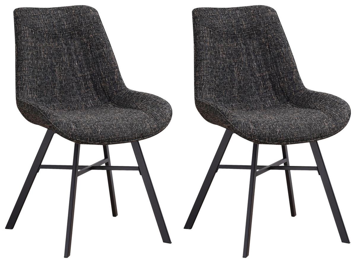 Stuhl-Set Samuel ca. 53x87 cm 2er-Set Schwarz - Schwarz, Design, Textil (53/87/63cm) - MID.YOU