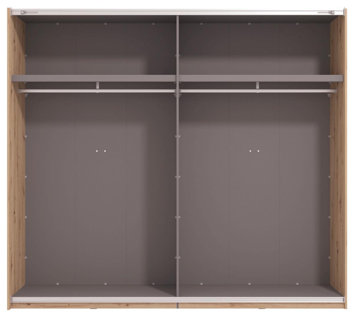 Schwebetürenschrank Gard Eiche Artisan - Schwarz/Eiche Artisan, KONVENTIONELL, Holzwerkstoff/Metall (245/217/61cm) - Based