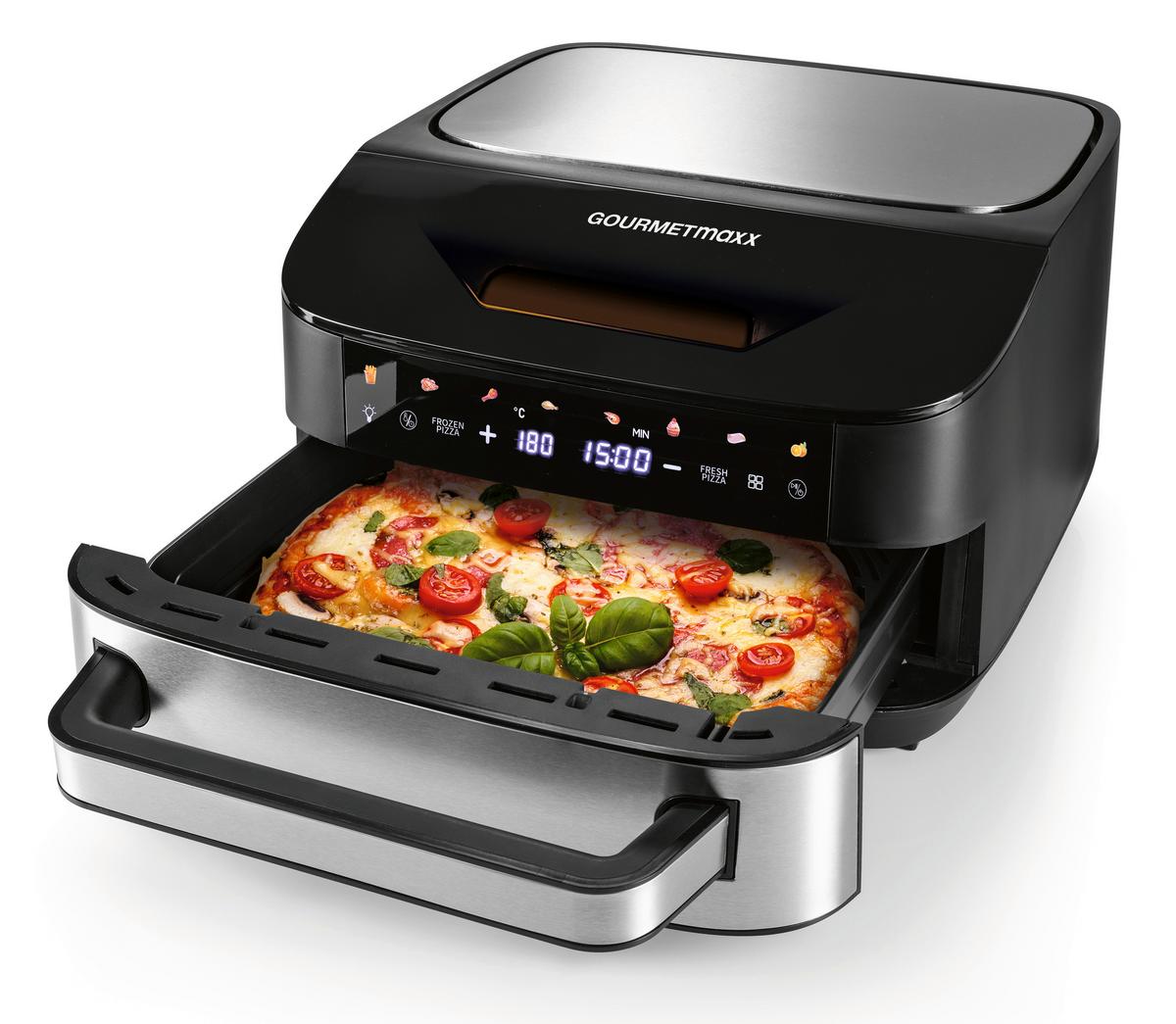 FRYTKOWNICA BEZTŁUSZCZOWA 16428 - kolor srebrny/czarny, Basics, tworzywo sztuczne/metal (32,5/41/24cm) - GOURMETMAXX