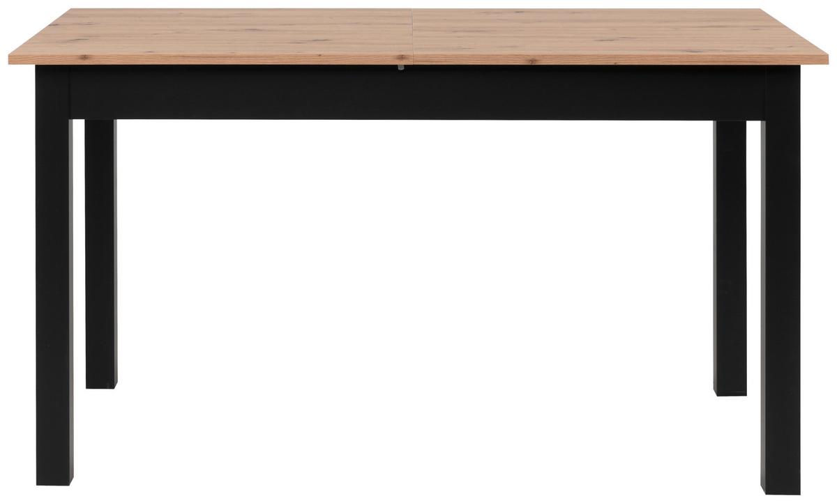 Raztegljiva Jedilna Miza Coburg, Črna, 140-180x80cm - črna/hrast artisan, Basics, leseni material (140-180/80/76,5cm) - MID.YOU