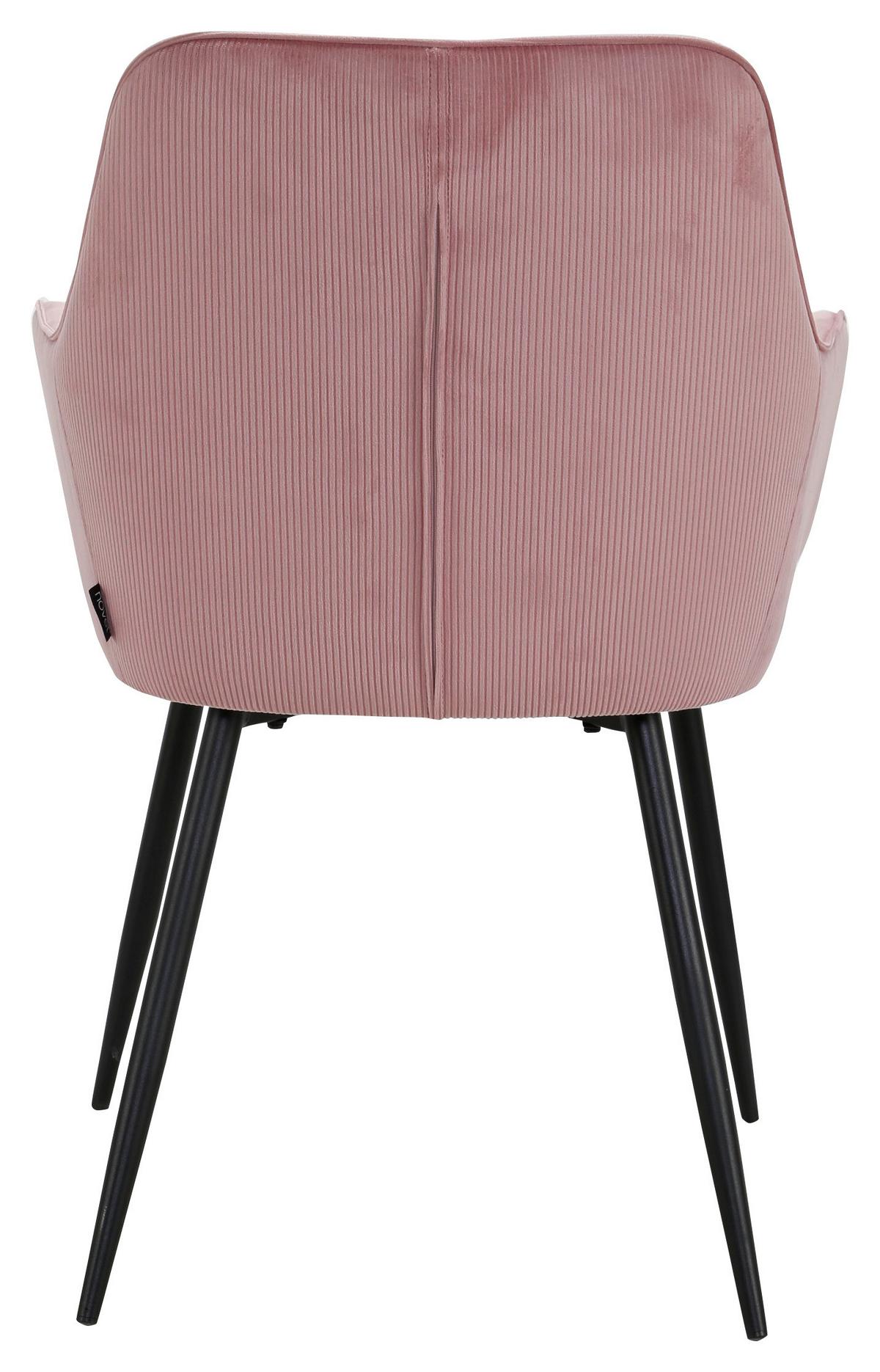 ZESTAW KRZESEŁ Z PODŁOKIETNIK. FOX - różowy/czarny, Design, metal/tkanina (57/85/60cm) - Novel